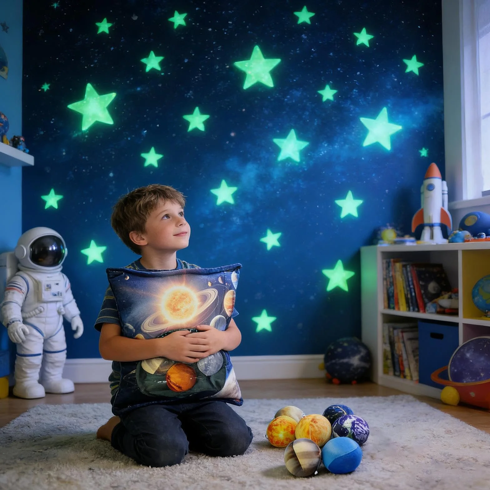 Genérico Almohada de Planetas - Almohadilla De Peluche Suave Y,Juego de Ocho Planetas Peluche Almohada para - para Sala Dormitorio Cuarto Bebé Sofá Cama Niños