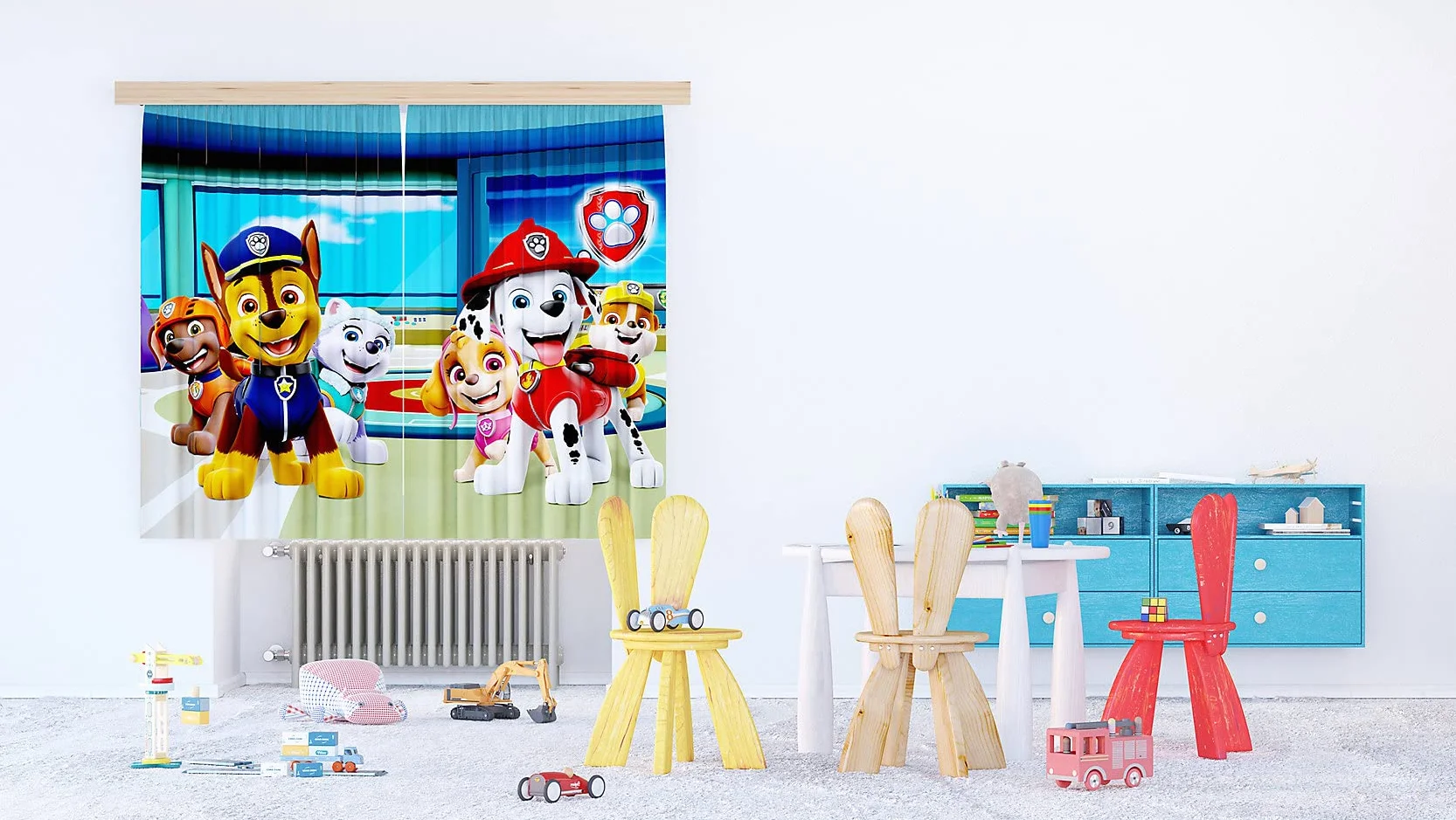 AG Design Cortinas Paw Patrol Infantil 2 Piezas Multicolor 180 x 160 cm