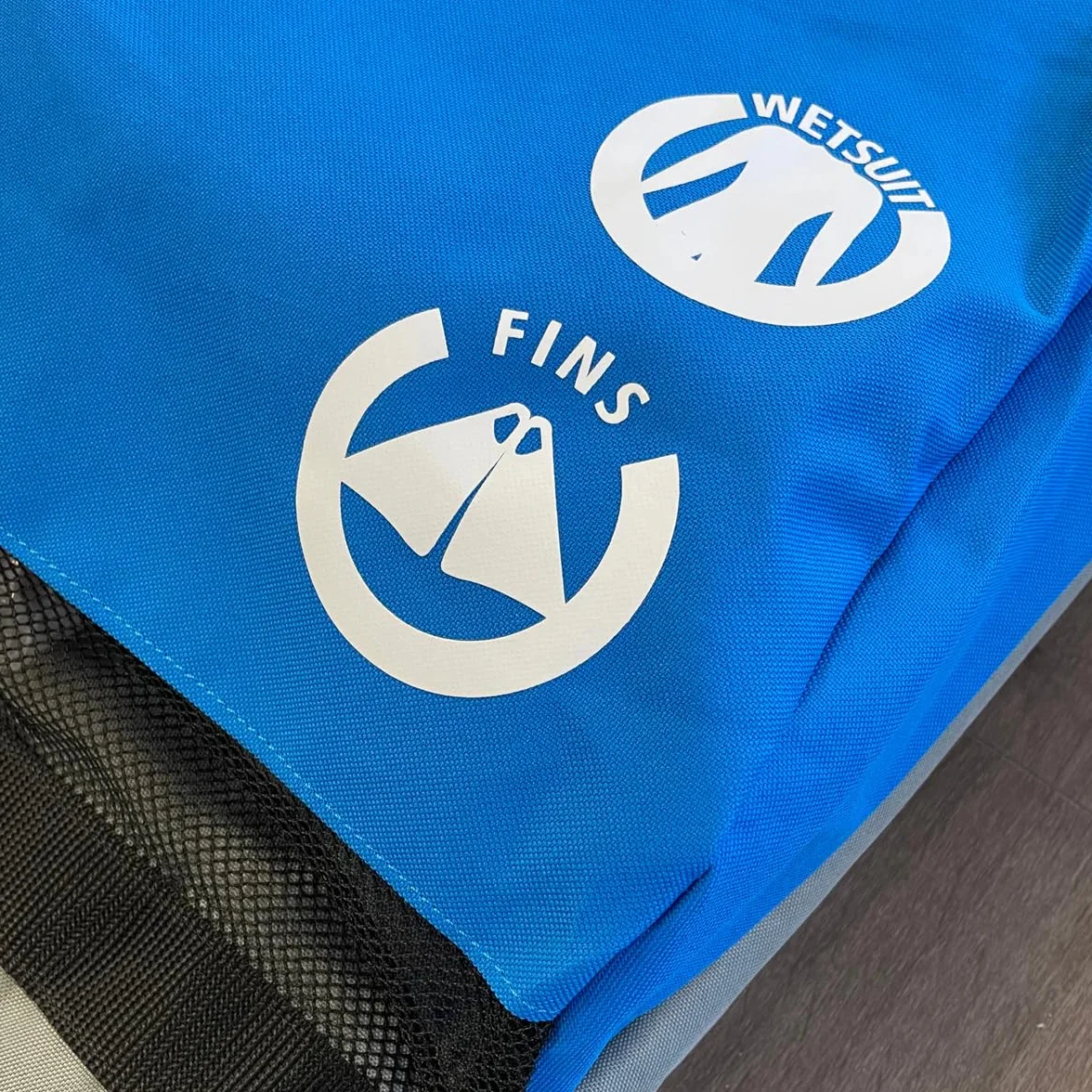 Funda para bodyboard mochila capacidad 2 tablas bolsillo exterior grande asa correas traseras ajustables gris azul