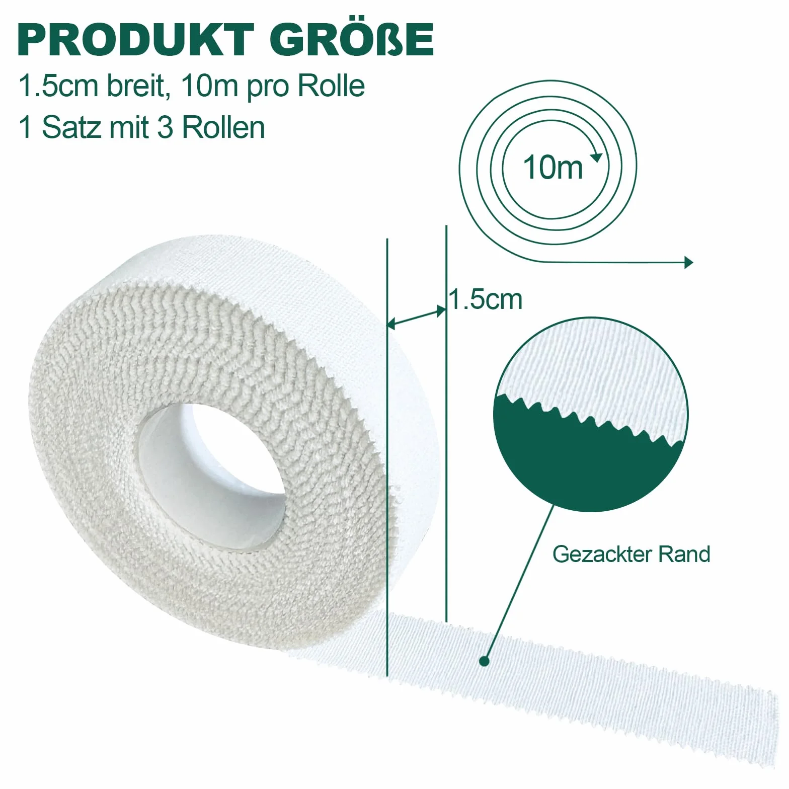 MonkeyTail Adhesiva para dedos de escalada 3 rollos, 1,5 cm x 10 m, cinta adhesiva para dedos, cinta fuerte para dedos para escalada, búlder, fitness y fútbol
