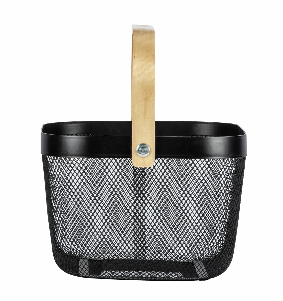 Wenko Cesta de baño con asa Bambusa, Bambú, Negro, 25x25x17 cm