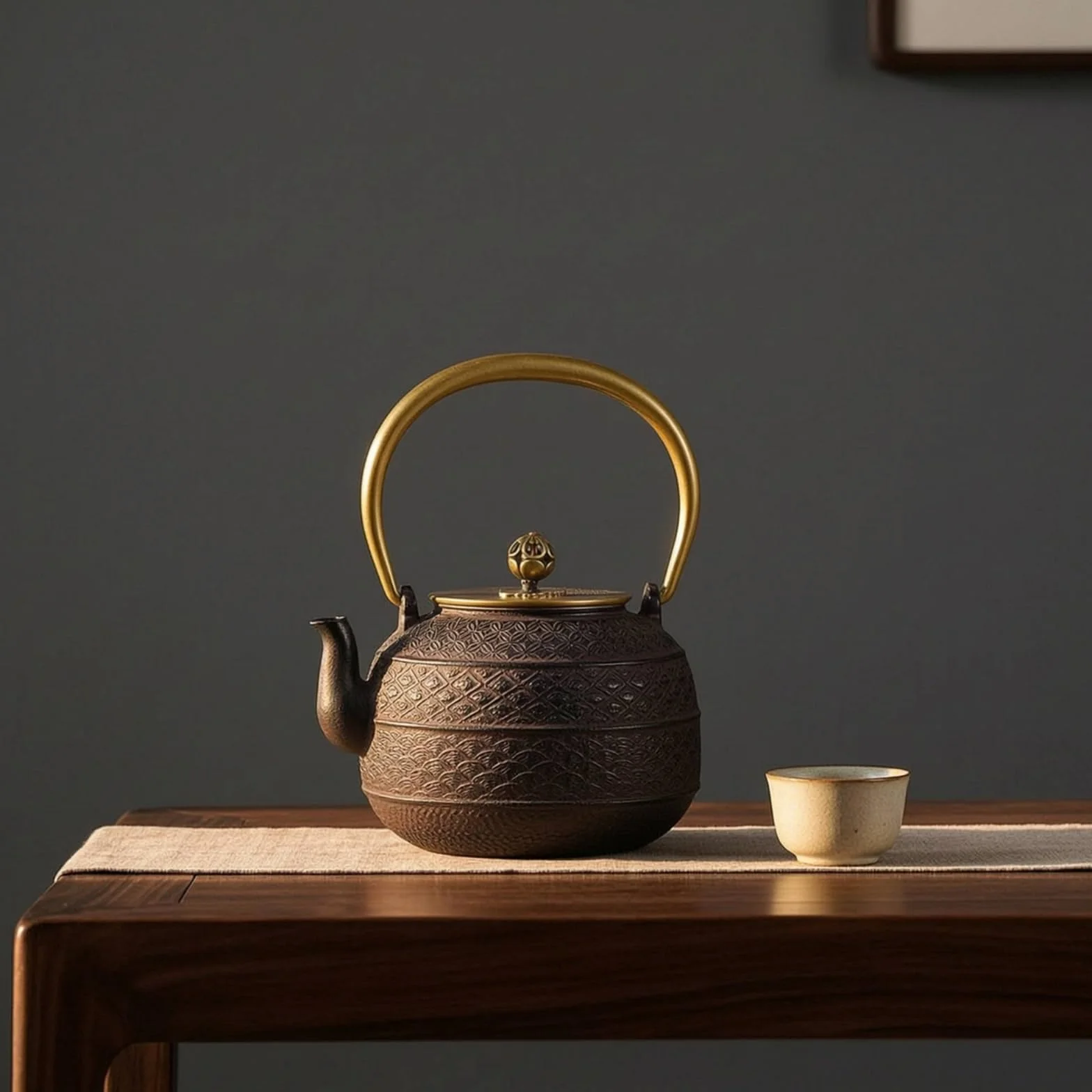 Tetera Hierro Fundido con Cesta para Infusiones Creativa Tetera con Cesta para Infusiones Aficionados Al Té, Black, Chunsemanyuan