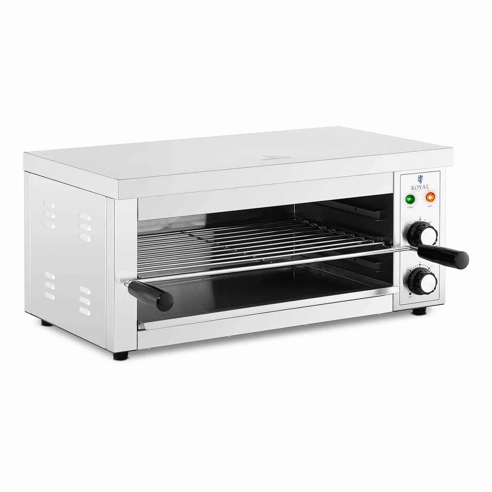 Royal Catering Horno Salamandra para Hostelería Tostador RCPES-280 (Potencia: 2.500 W, Temperatura: 50-300 °C, Acero inoxidable)