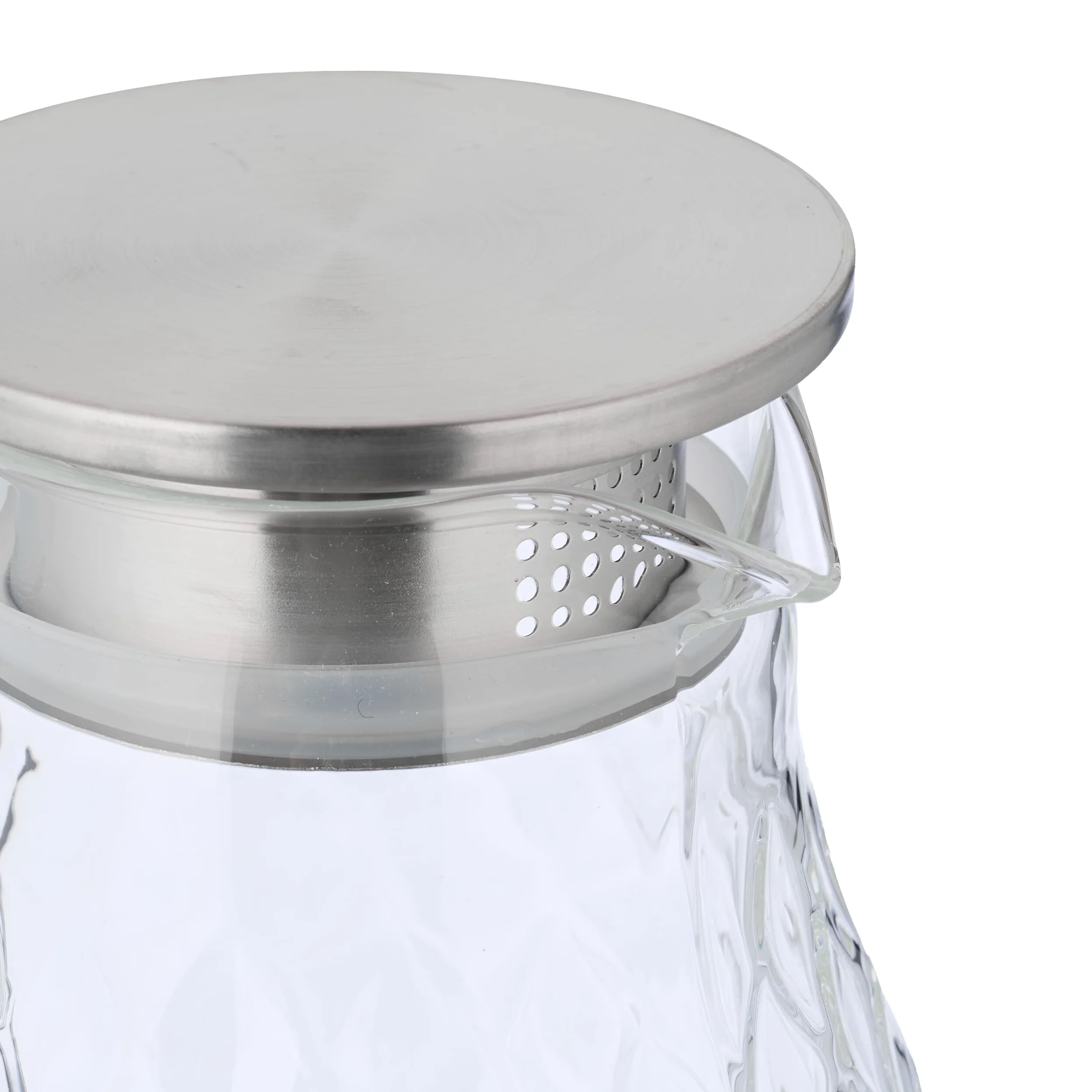 Relaxdays Jarra de Cristal, 2 litros, Garrafa Zumo con Tapa, para Servir Té Helado, Vidrio, Acero, Transparente/Plateado