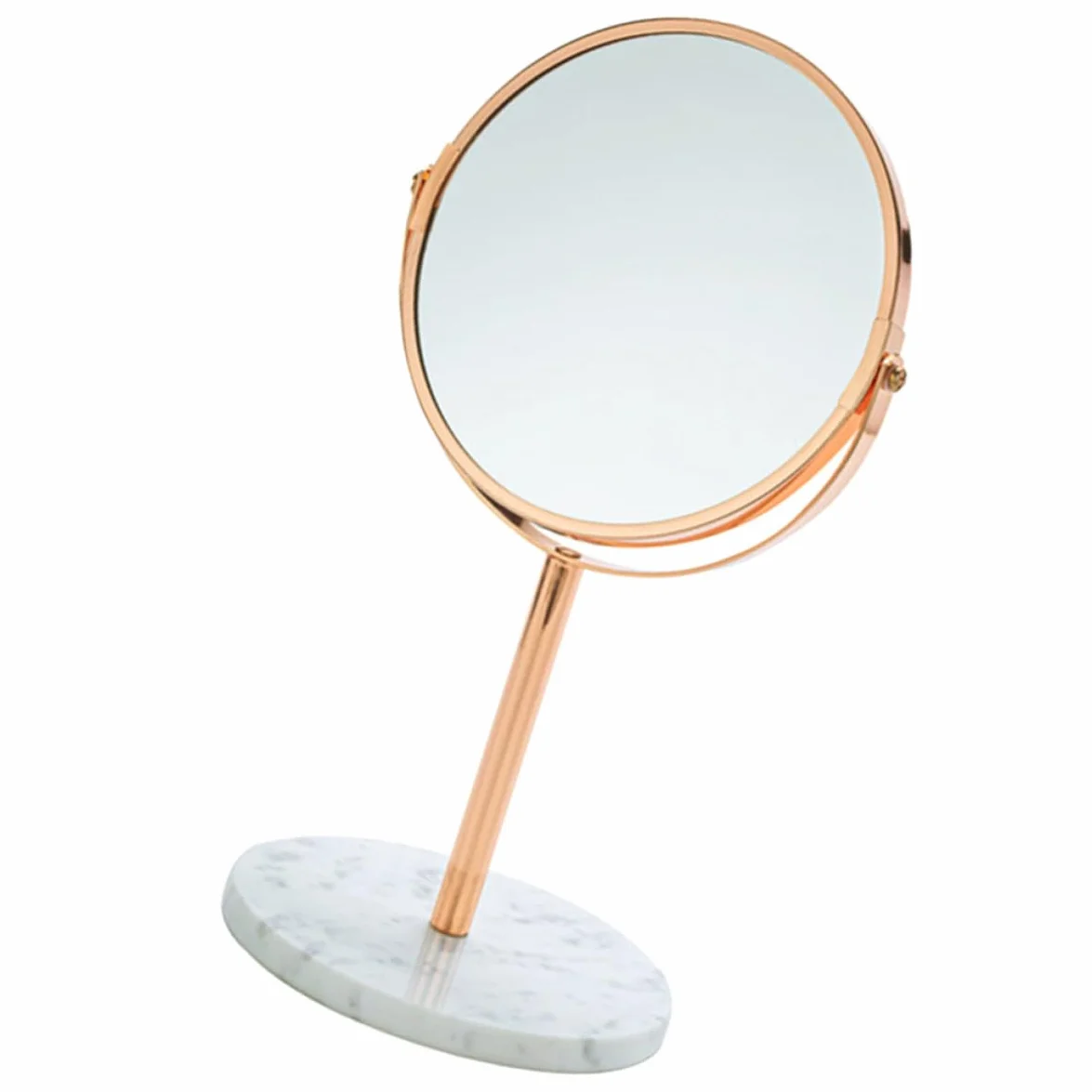 SHINEOFI Espejo de Mesa para Maquillaje Aumento 2X y Reflejo Claro, Diseño Vintage de Mármol y Metal Adecuado para Tocadores y Escritorios