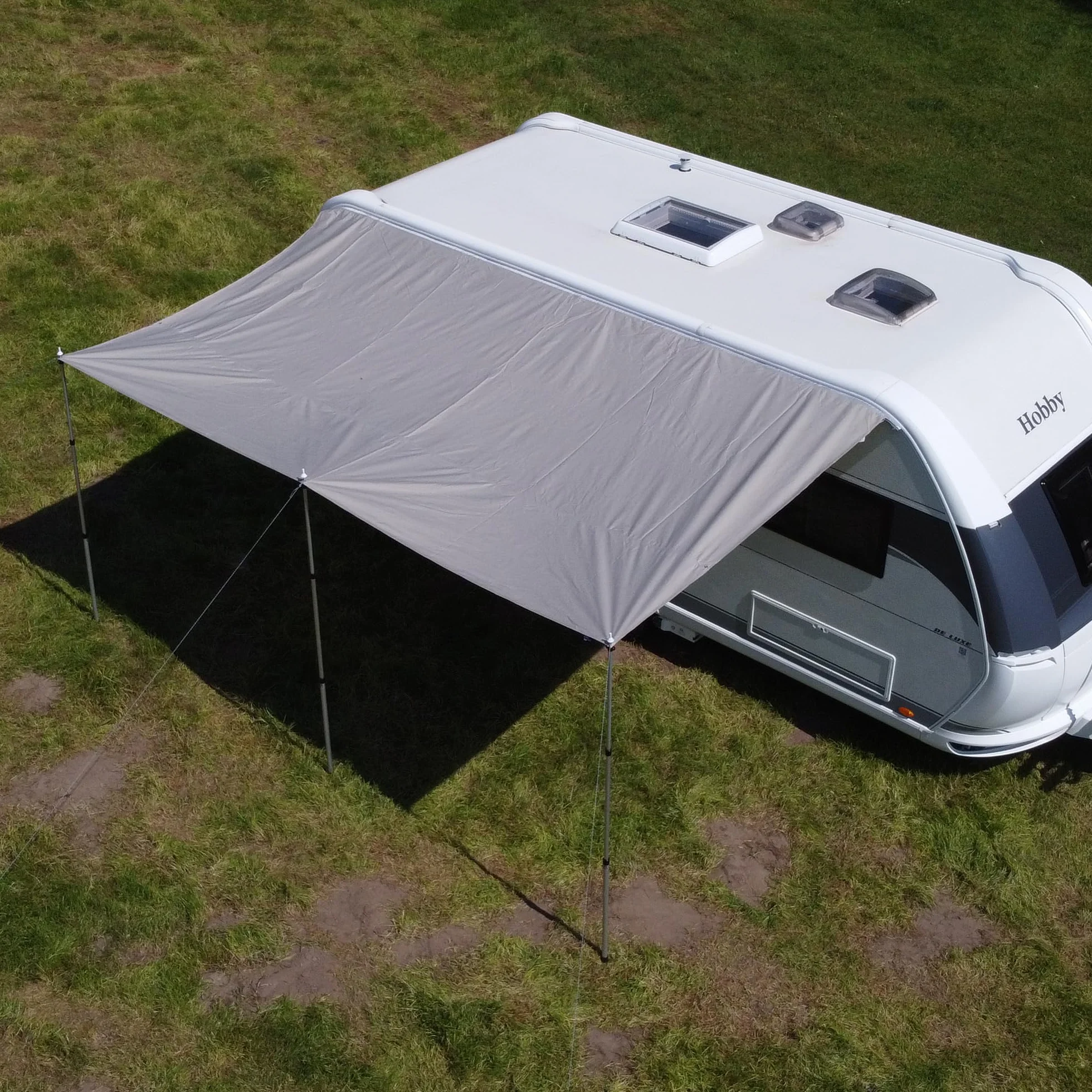 Caravan Tarp TC toldo impermeable algodón protección UV 50+ barras telescópicas aluminio 300x240 cm
