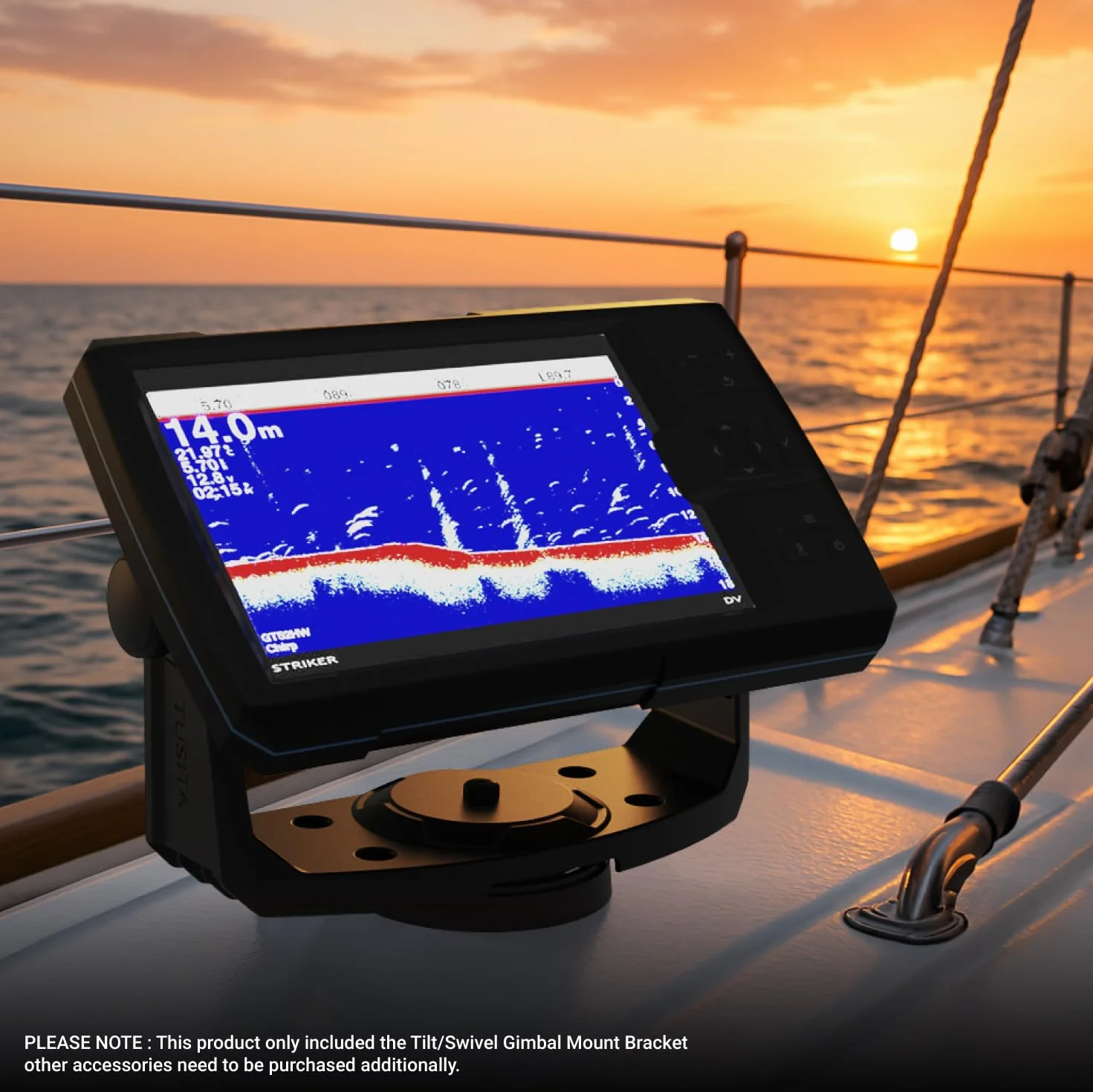 TUSITA Soporte de montaje de cardán inclinable giratorio para Garmin Striker 5cv 5dv 7cv 7dv 7sv Vivid 5cv 7cv 7sv ECHOMAP UHD2 12.7 cm 17.8 cm cv