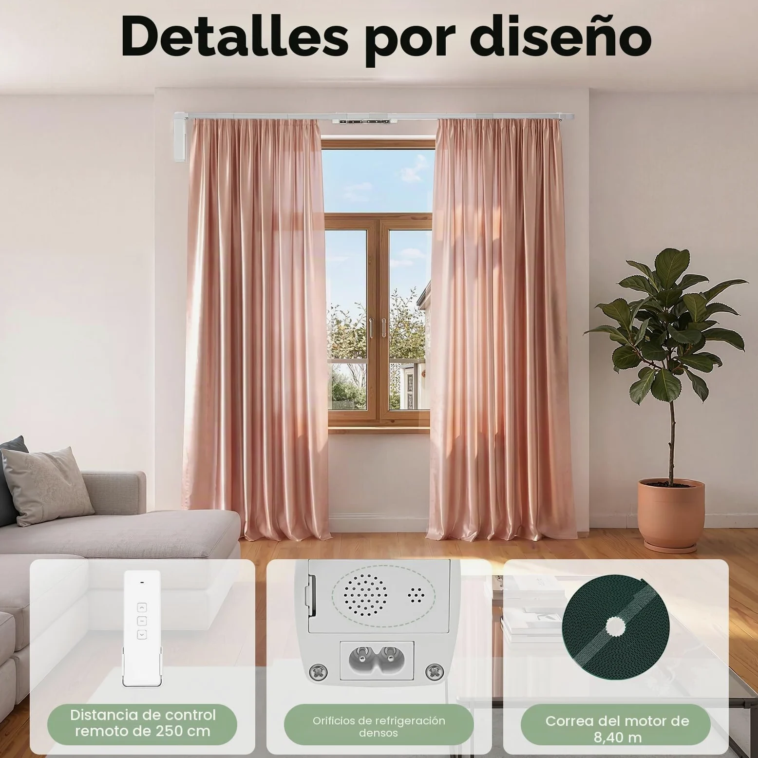 Riel de cortina motorizado, a medida, totalmente montado, riel de cortina eléctrico inteligente, aplicar 2,16 – 4,2 m, con Alexa Google Home y App