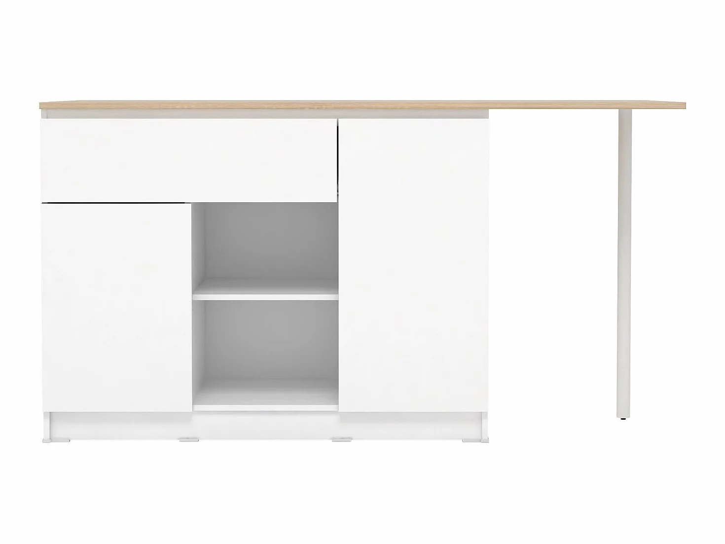 Venta-Unica - Isla Central de Cocina con 2 Puertas, 1 cajÛn y 2 estantes - Blanco y Natural Claro - TUNORI