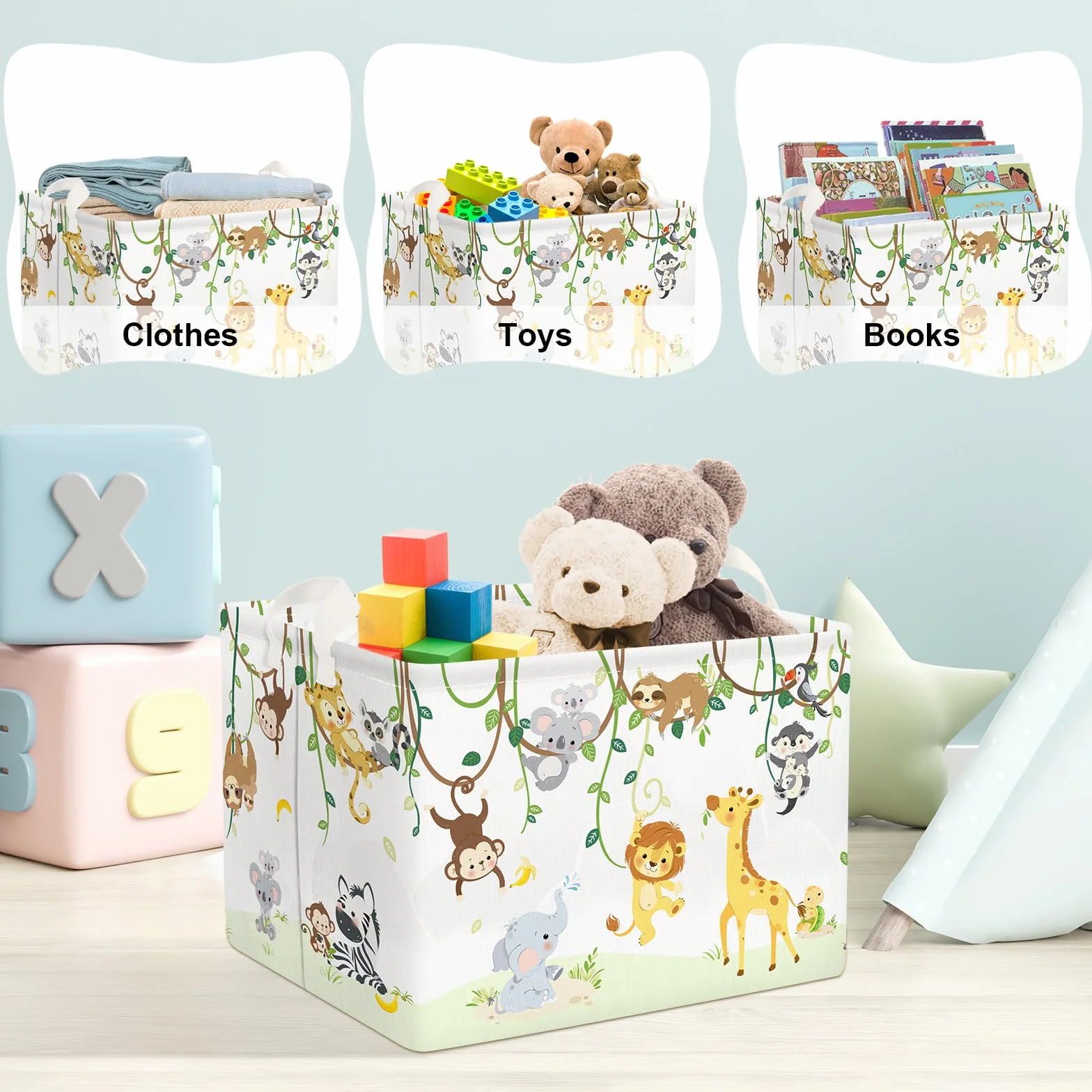Clastyle Cestos Almacenaje Infantil Animal Plegable 40x30x30 cm