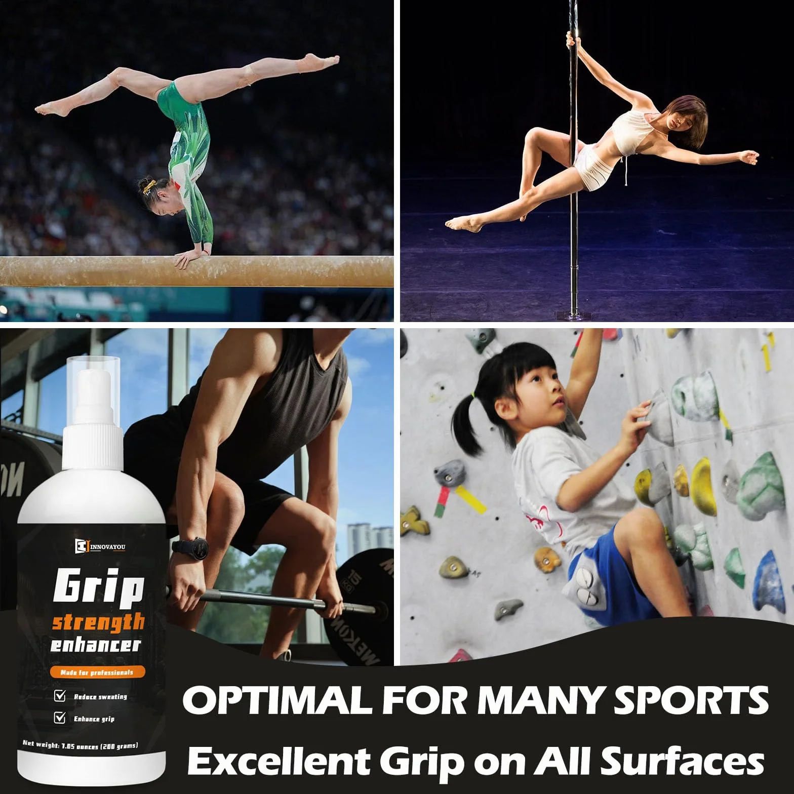 Sport Grip Spray 200 ml, Aumenta el Rendimiento, Mejora el Control y maximiza el Agarre, Spray Antideslizante para Manos y Pala