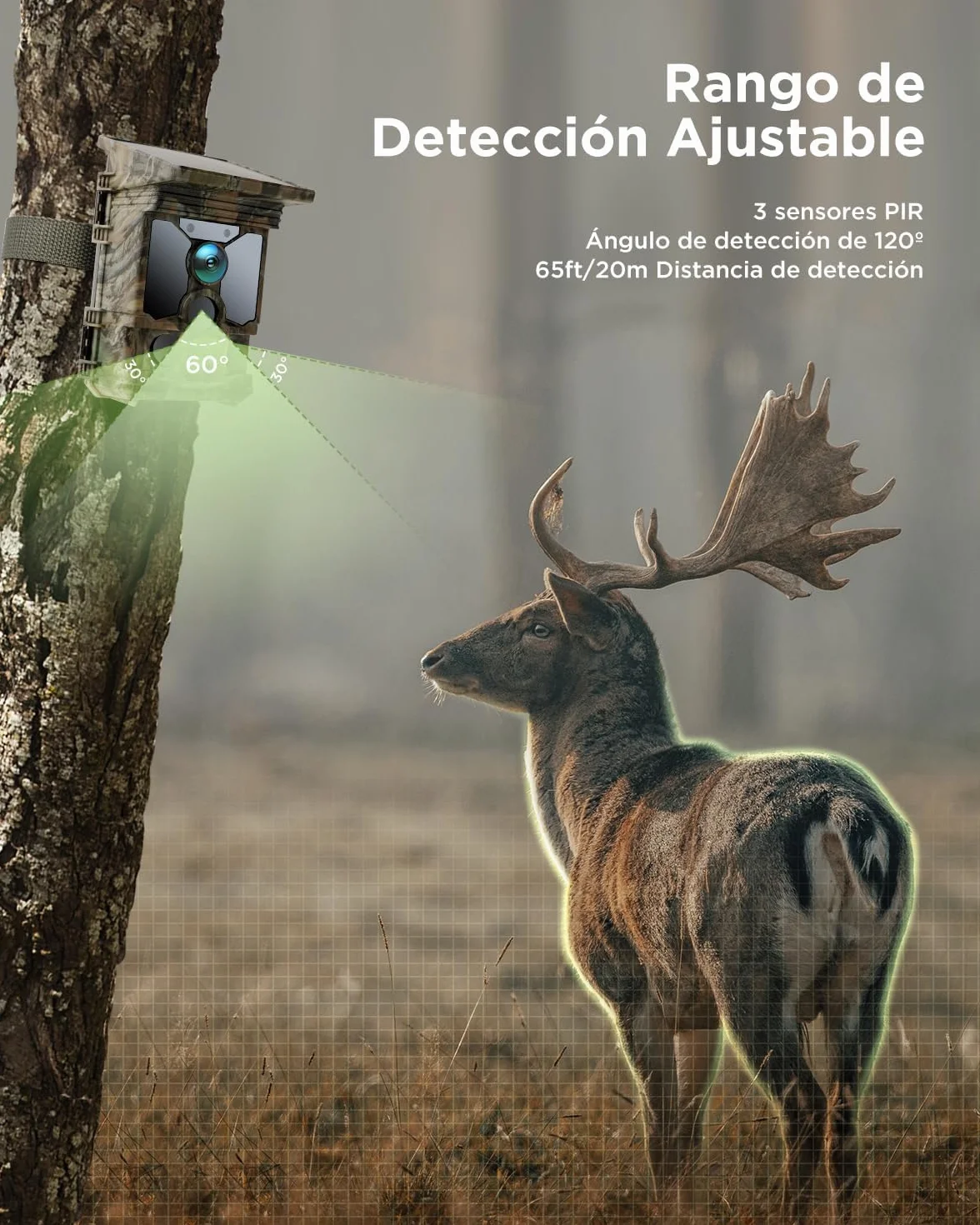 CEYOMUR Cámaras de Caza Solar 68MP 4K 30fps WiFi Bluetooth IP66 Impermeable Visión Nocturna 5200mAh