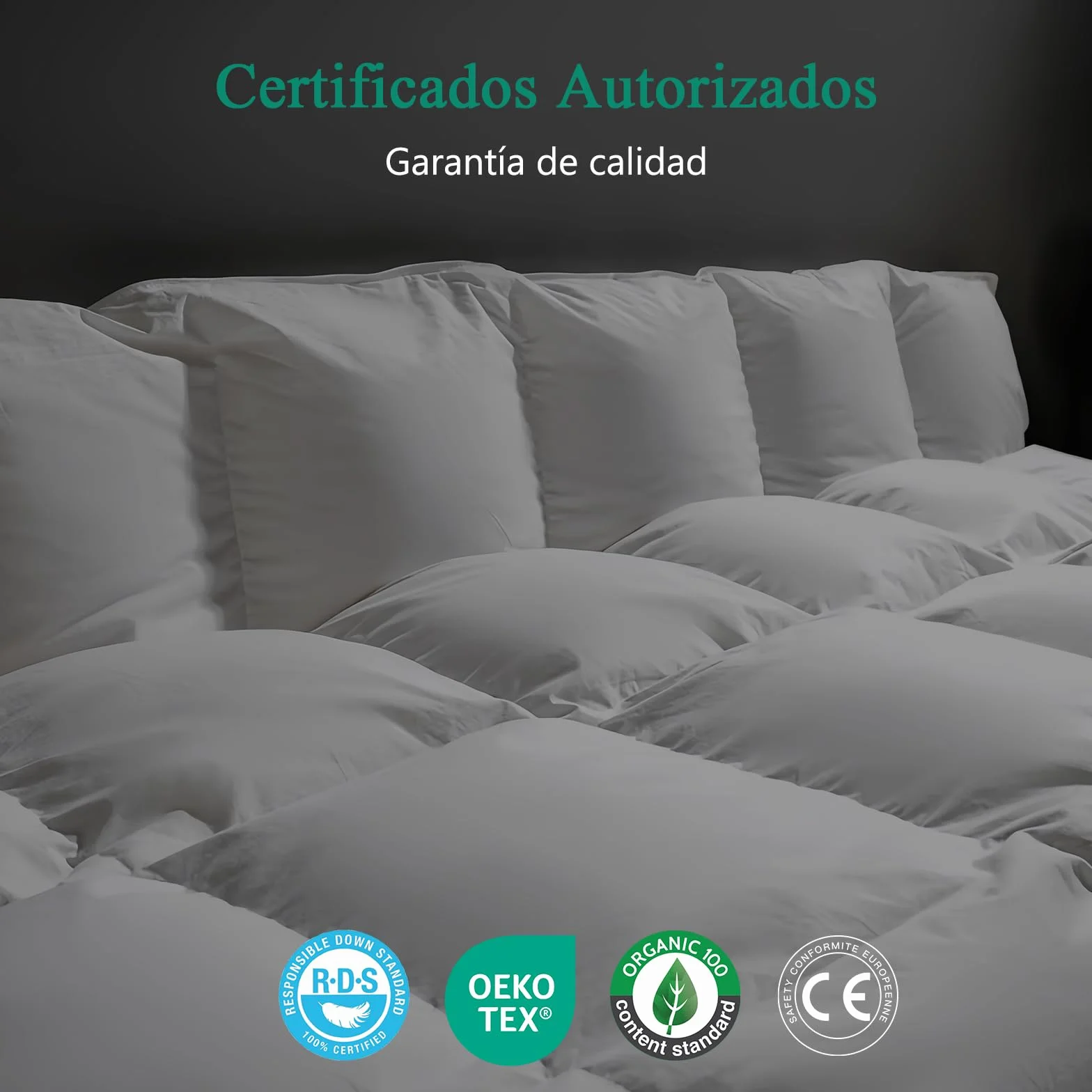 APSMILE Edredón de Plumas y Plumón Cama 160/180, 100% Algodón Egipcio, Relleno Nórdico Plumón para 4 Estaciones 320 gr/m², Lavable Certificado Oeko-Tex y RDS(Blanco, 240x260cm)