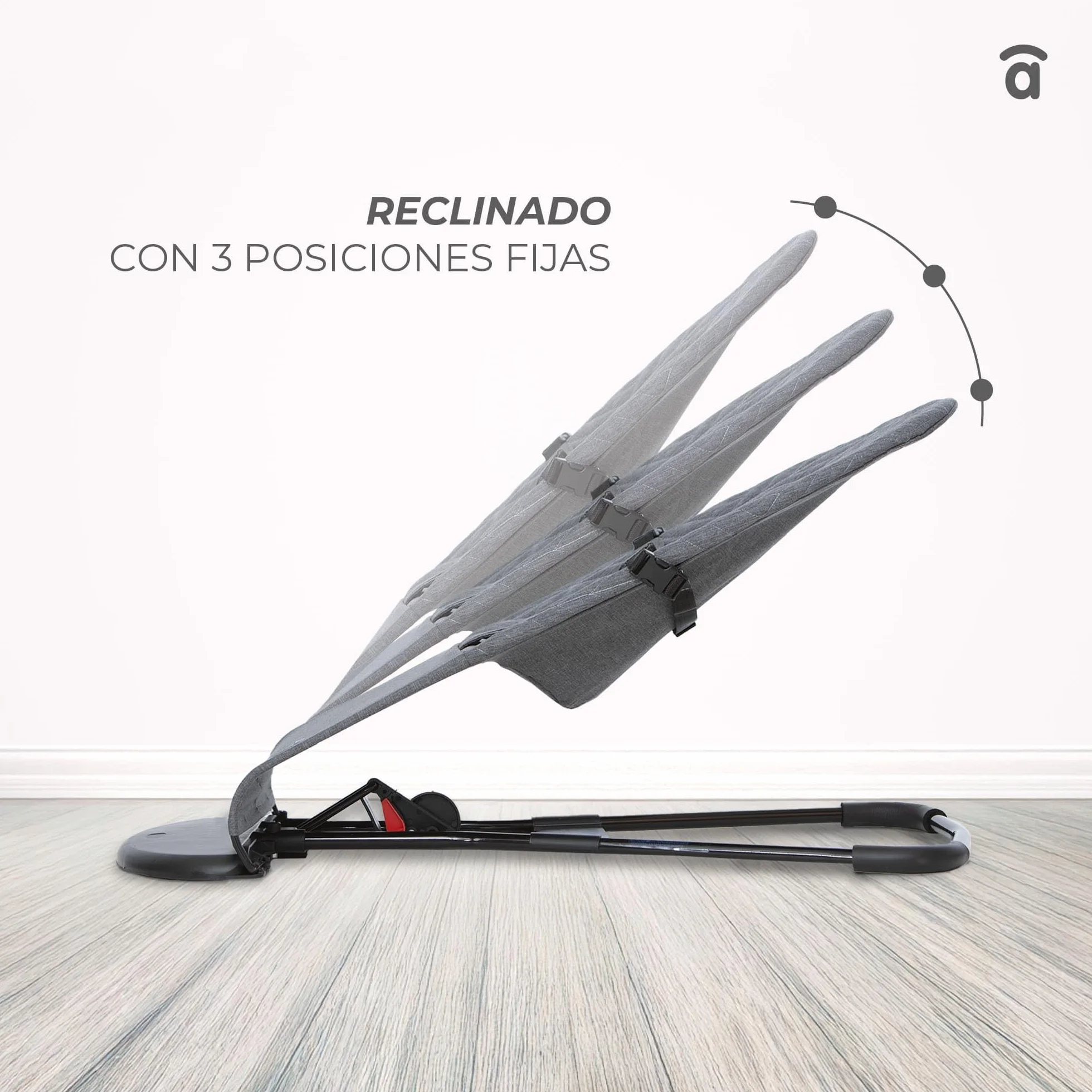 Asalvo PARADISE Hamaca Bebé 2 en 1 con Función Mecedora y Balancín, 0-1 años, Max 13 kg, Ligera y compacta, Balanceo Natural, Arnés 3 puntos, Reclinable y Plegable, Gris
