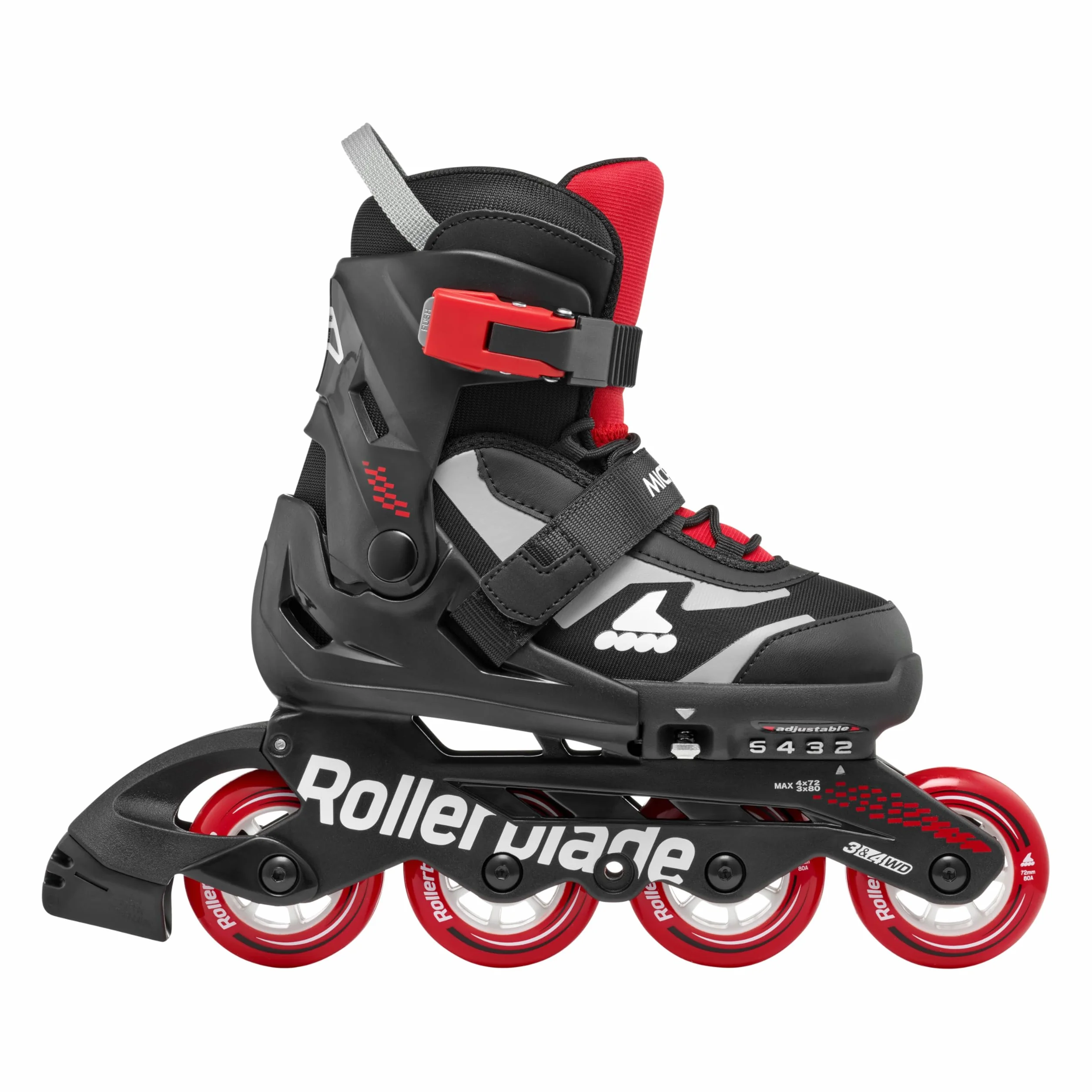 Rollerblade Microblade 2025 - Patines en línea (2025), Color Negro y Rojo