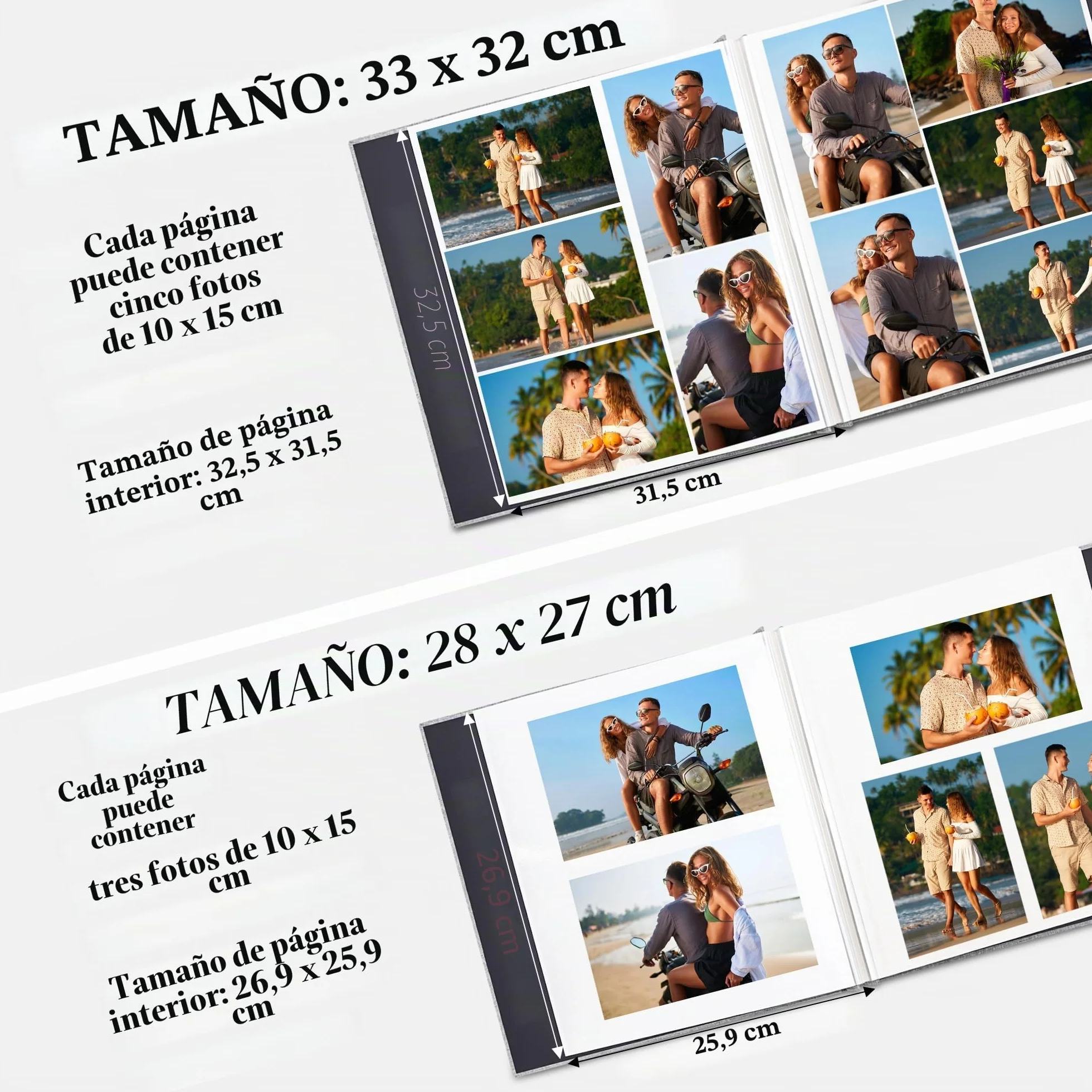 Álbum de Fotos Autoadhesivo 28x27 cm 40 Páginas para Fotos 10x15 13x18, Álbum Scrapbook de Lino para Pegar y Escribir, Con Bolígrafo Metálico, Regalo Familia Bodas Viajes, Blanco