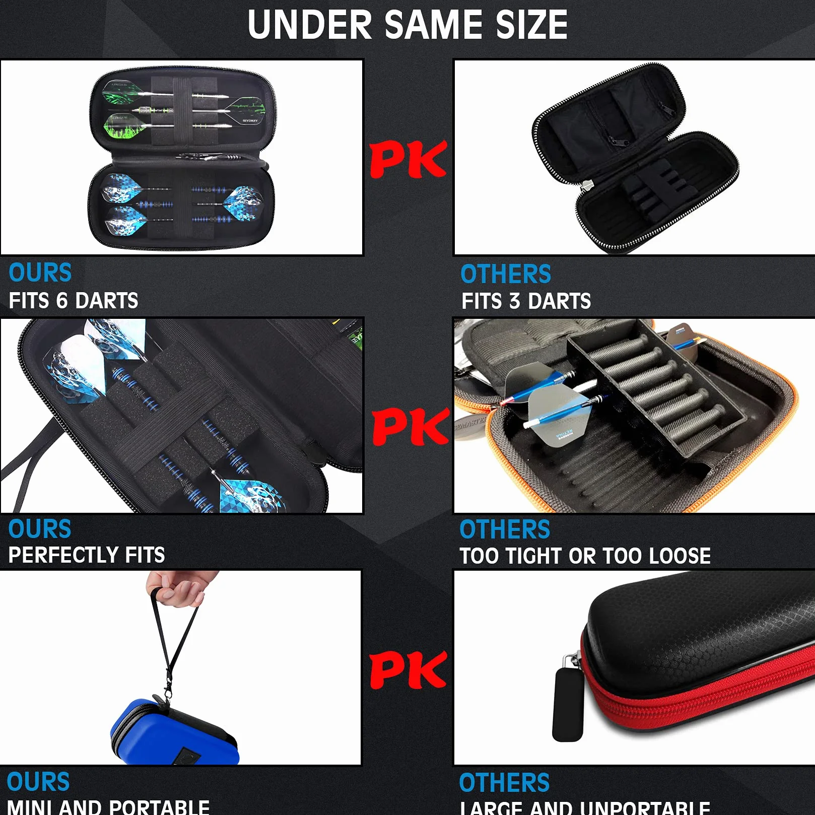 Seydrey Dardos Funda de Dardos Punta de Plastico Dardos 6 Pack, Bolsa para Dardos Estuche, Dardos no incluidos