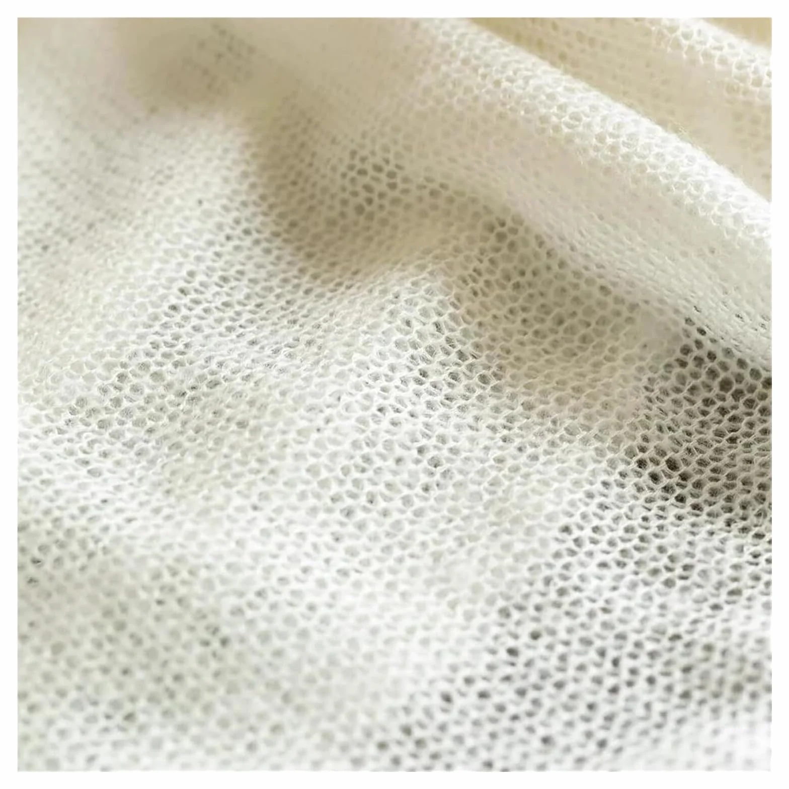 Tela De Malla De Costura De Punto Acrílico De Lana, Color Beige