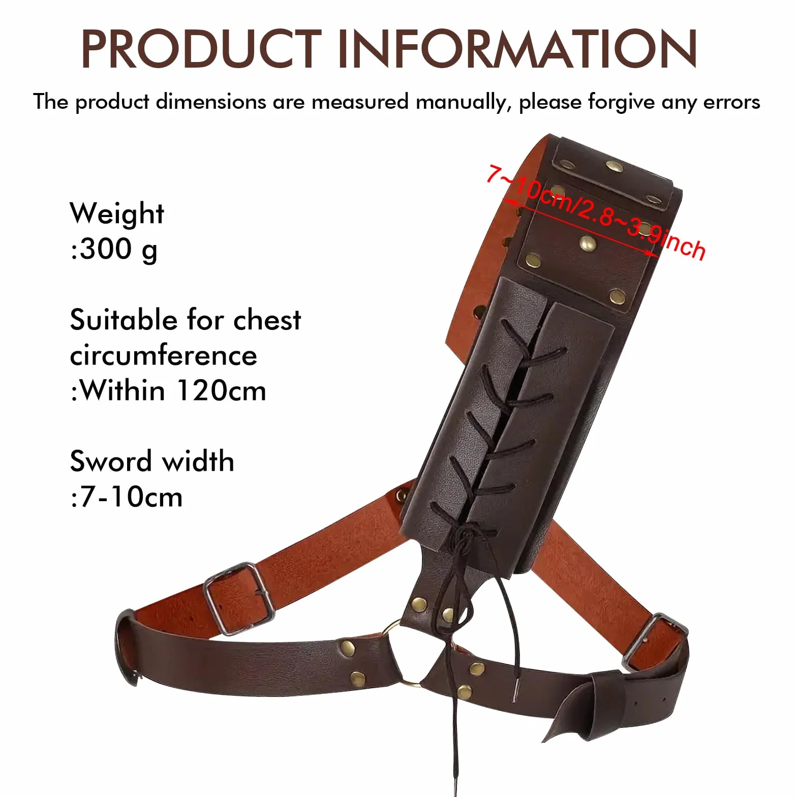 Espada retro medieval soporte para espada Katana cinturón de PU marrón para recreaciones cosplay samurai
