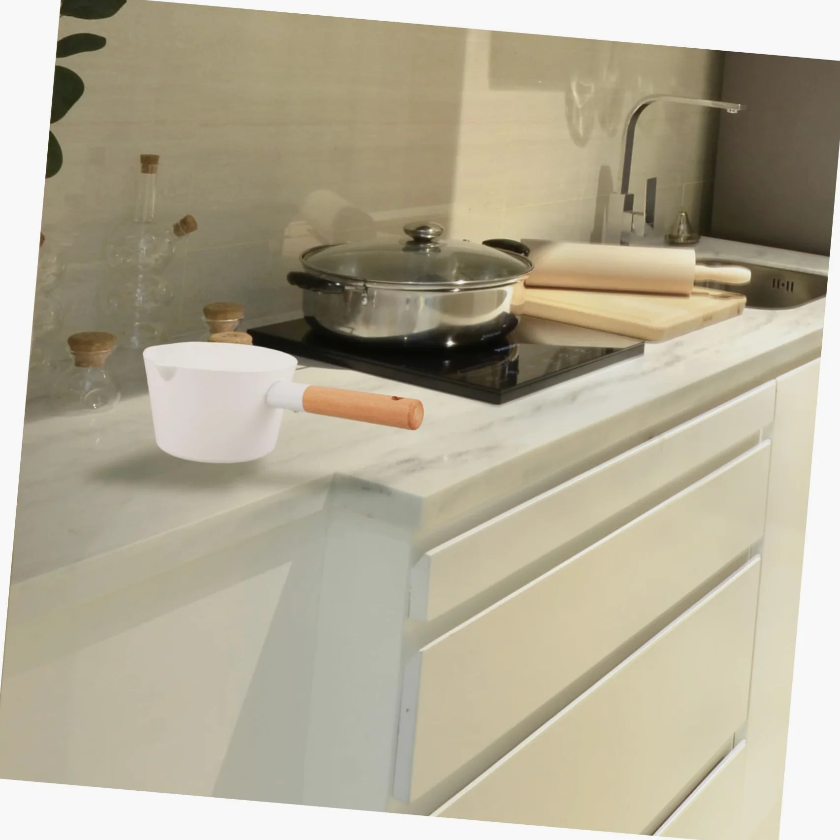 LABRIMP 2piezas Cucharón De Madera De Mango Para Cocina y Baño Para Agua y Lavar Verduras Utensilio Ecológico y Gran Capacidad Doméstico y Restaurantes