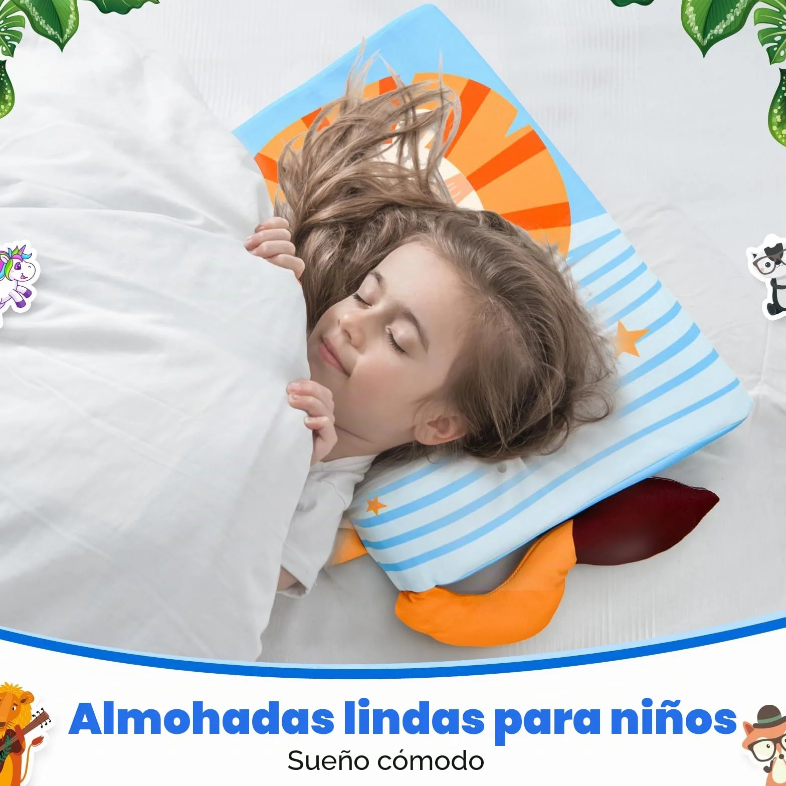 Schlummerkids Cojín Calmly Almohada Infantil 46 x 26 cm Ergonómico León