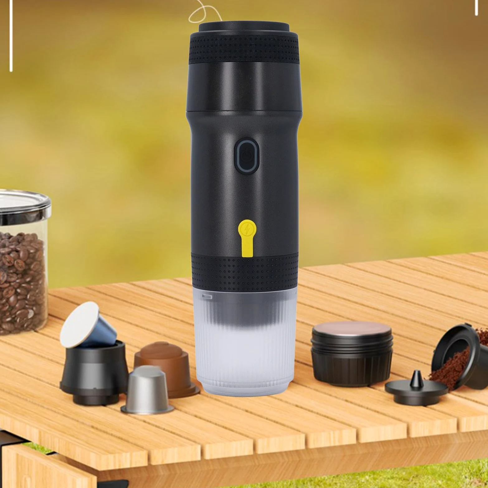 Portátil, Mini Eléctrica, Compatible con Cápsulas NES para Cápsulas DG, Cartuchos de café en Polvo, Extracción de 20 Barras, Recargable por USB para Viajes en