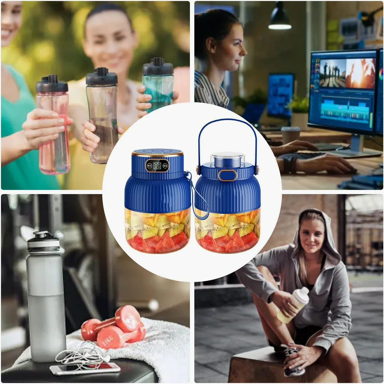 Licuadora exprimidora portátil, máquina exprimidora recargable por USB | exprimidor personal para diario, batidoras al vacío de 600 ml ideales para batidos y batidos posteriores al entrenamiento