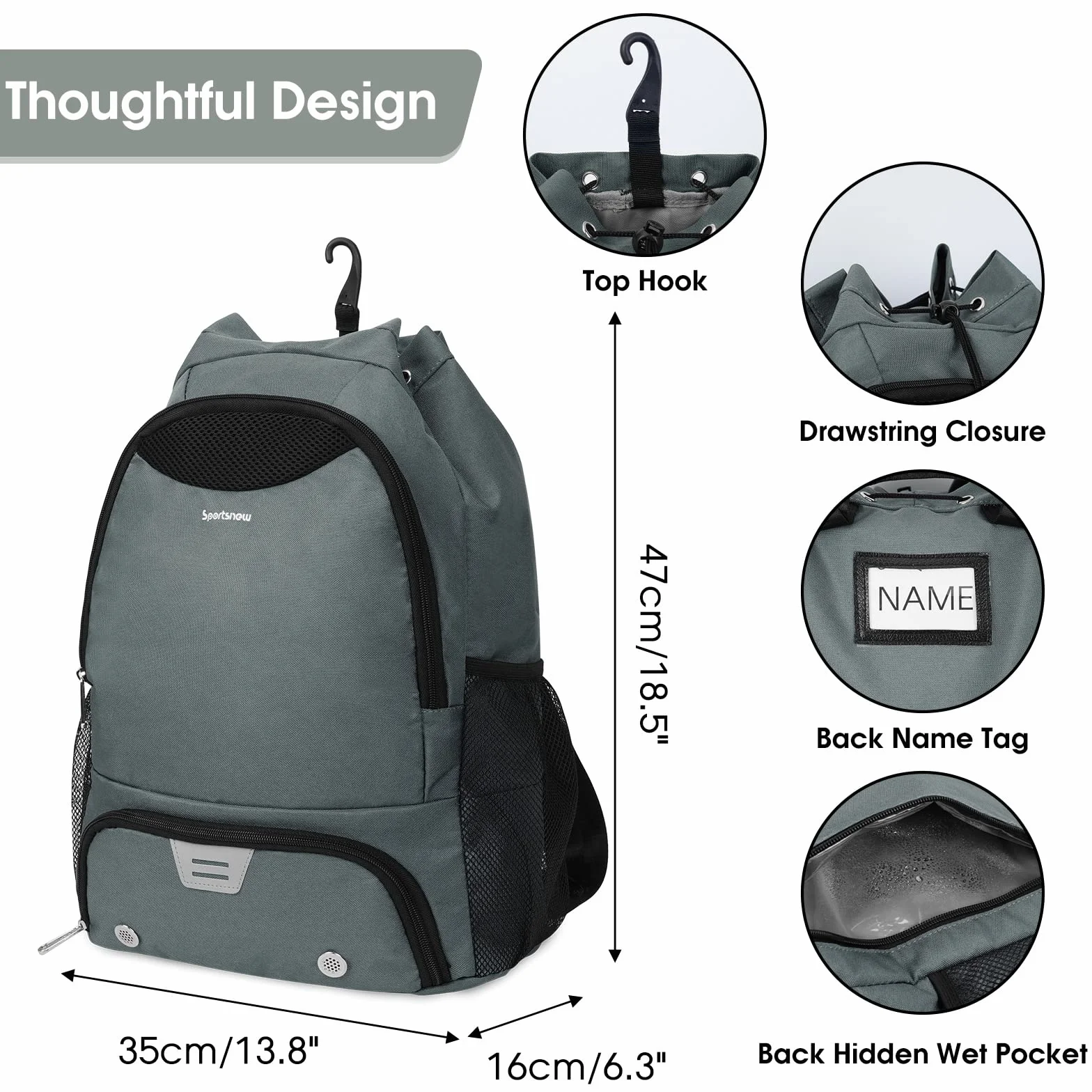 Mochila de Cuerdas Baloncesto Futbol Hombre Mujer Bolsa Deportiva con Compartimento para Zapatos