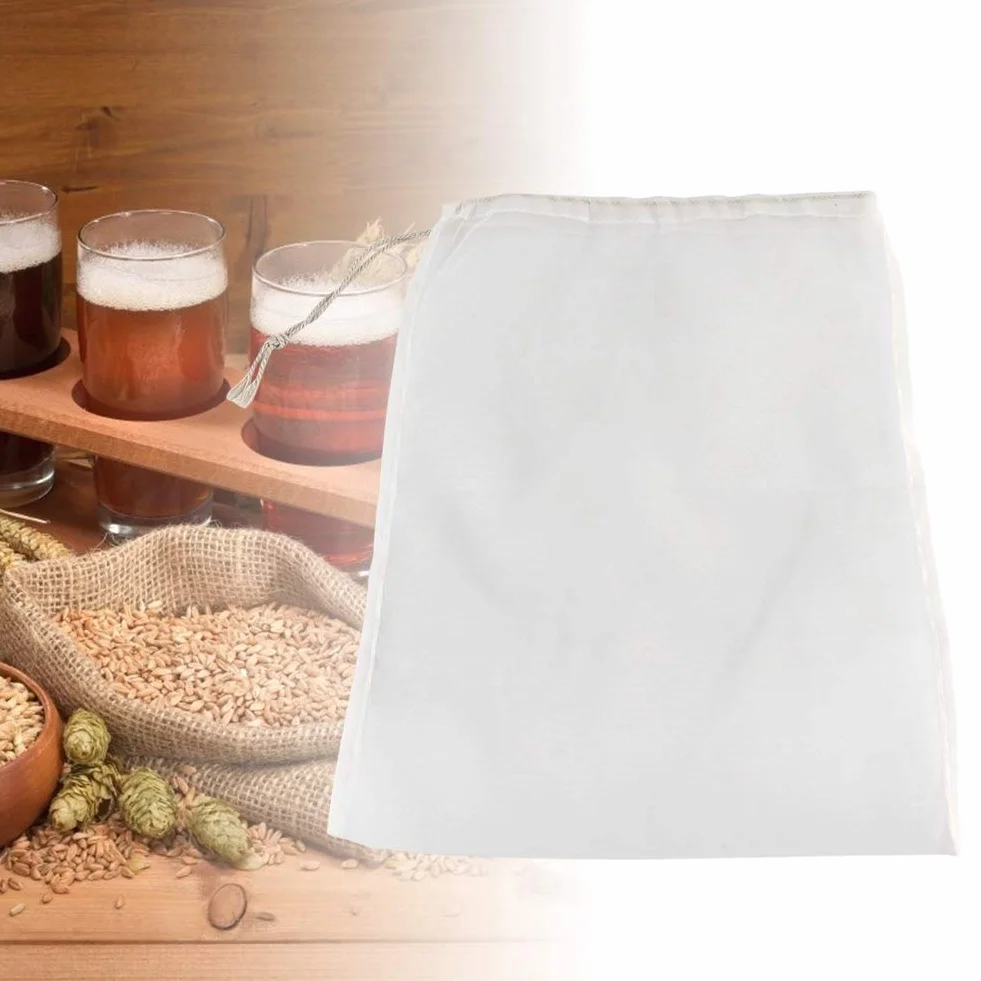 Bolsa de Filtro de Cerveza de Poliamida de Alimentos 66, Fabricación de Cerveza para el Hogar Reutilizable con Cordero para la Separación de Lúpulo, Mermelada y Vino (20x30cm)