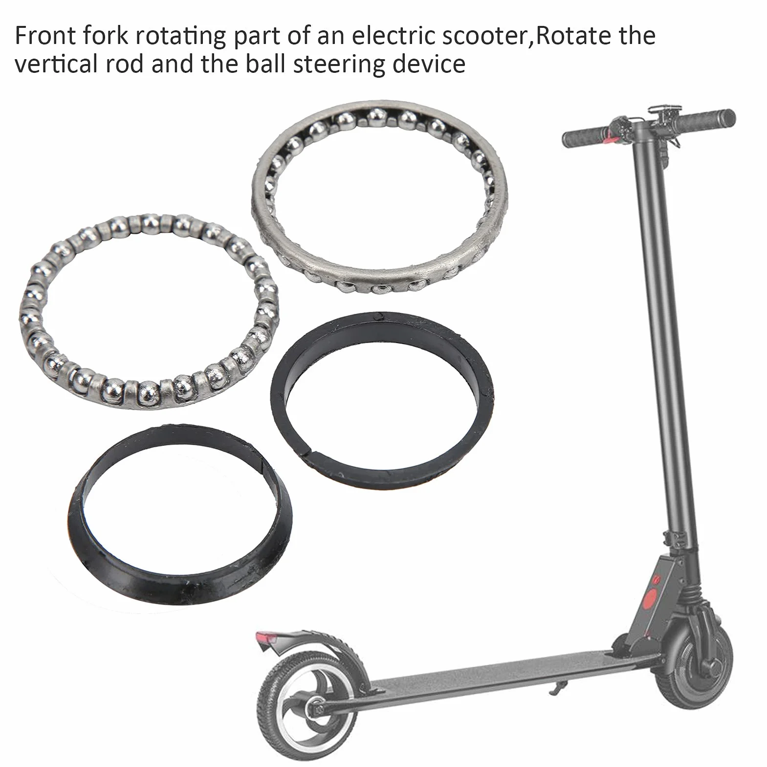 Dilwe Rodamiento de Bolas de Dirección Acero 37 mm 1,5 Pulgadas para Scooter Eléctrico