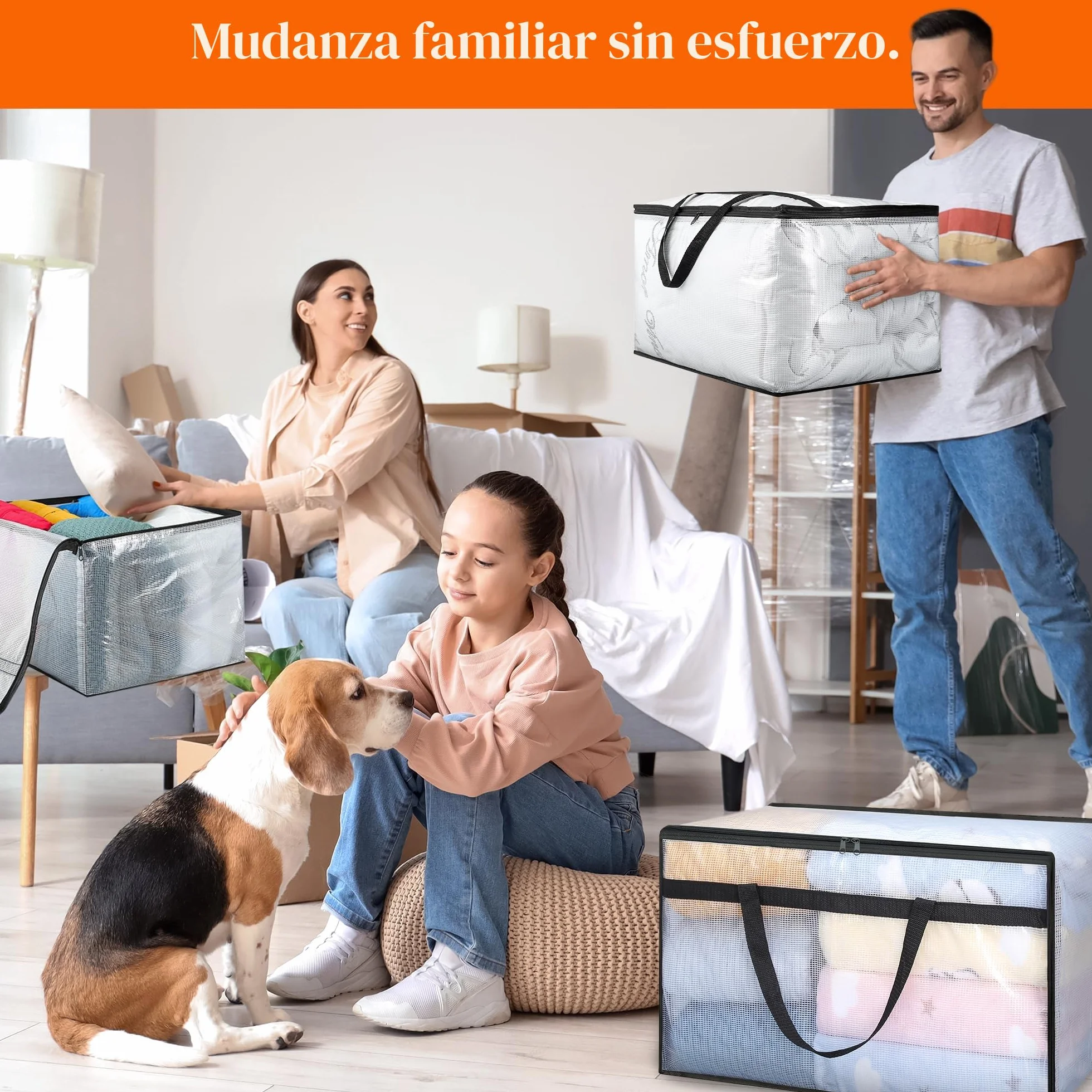 Vieshful 3 Piezas 60L Bolsas de Almacenaje Transparentes con Cremallera y Asas, Bolsas Plásticas para Edredones, Mantas, Ropa de Bebé, Mudanza y Almacenaje Bajo la Cama