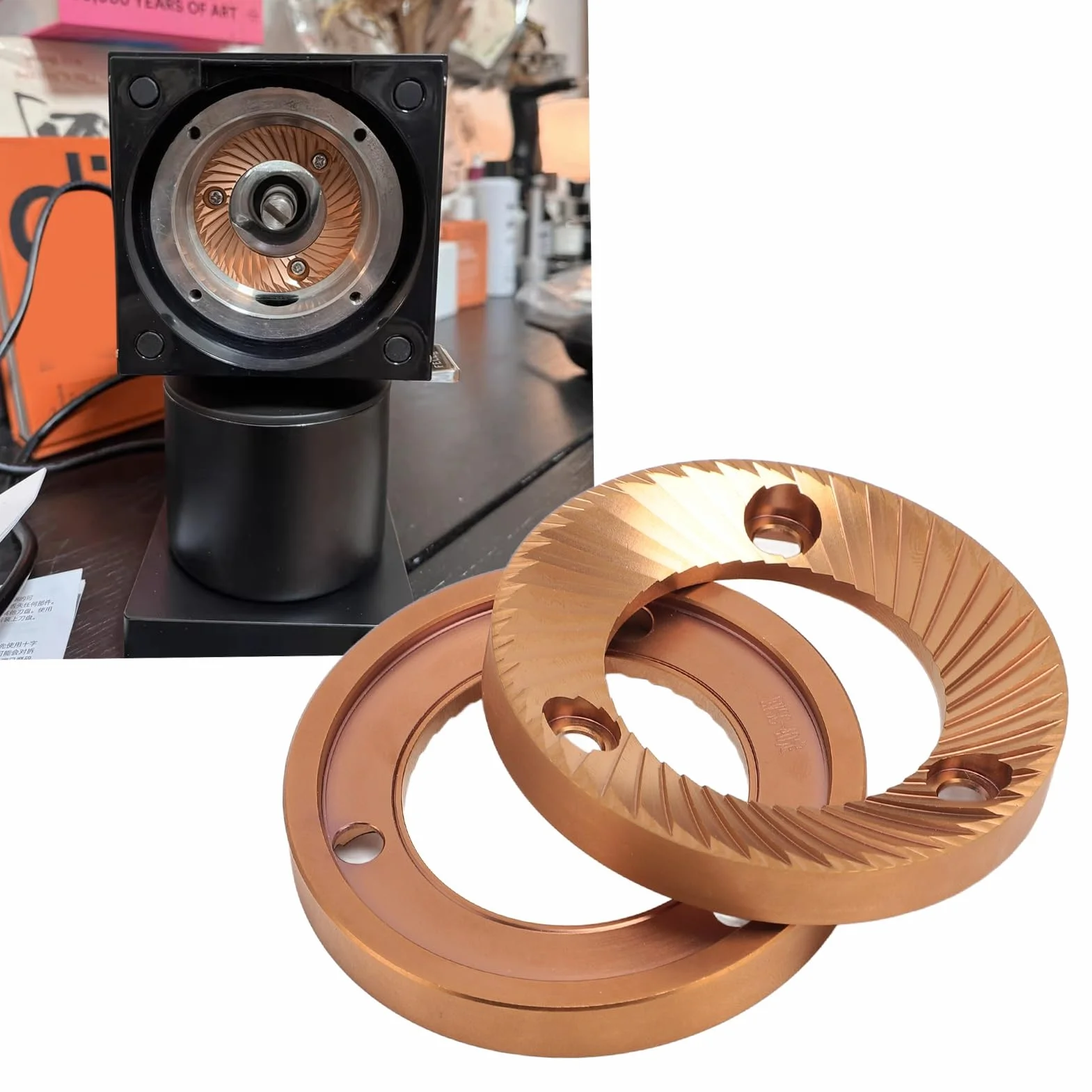 Burrina Plana de Color Molinillo de café, 64 Mm con Burrones Planas de Propósito Múltiple de Titán para DF64 DF64P DF64E DF64V CEADO E5P E6P E37J Super Jolly Lagom P64 Fellow Ode Anfim