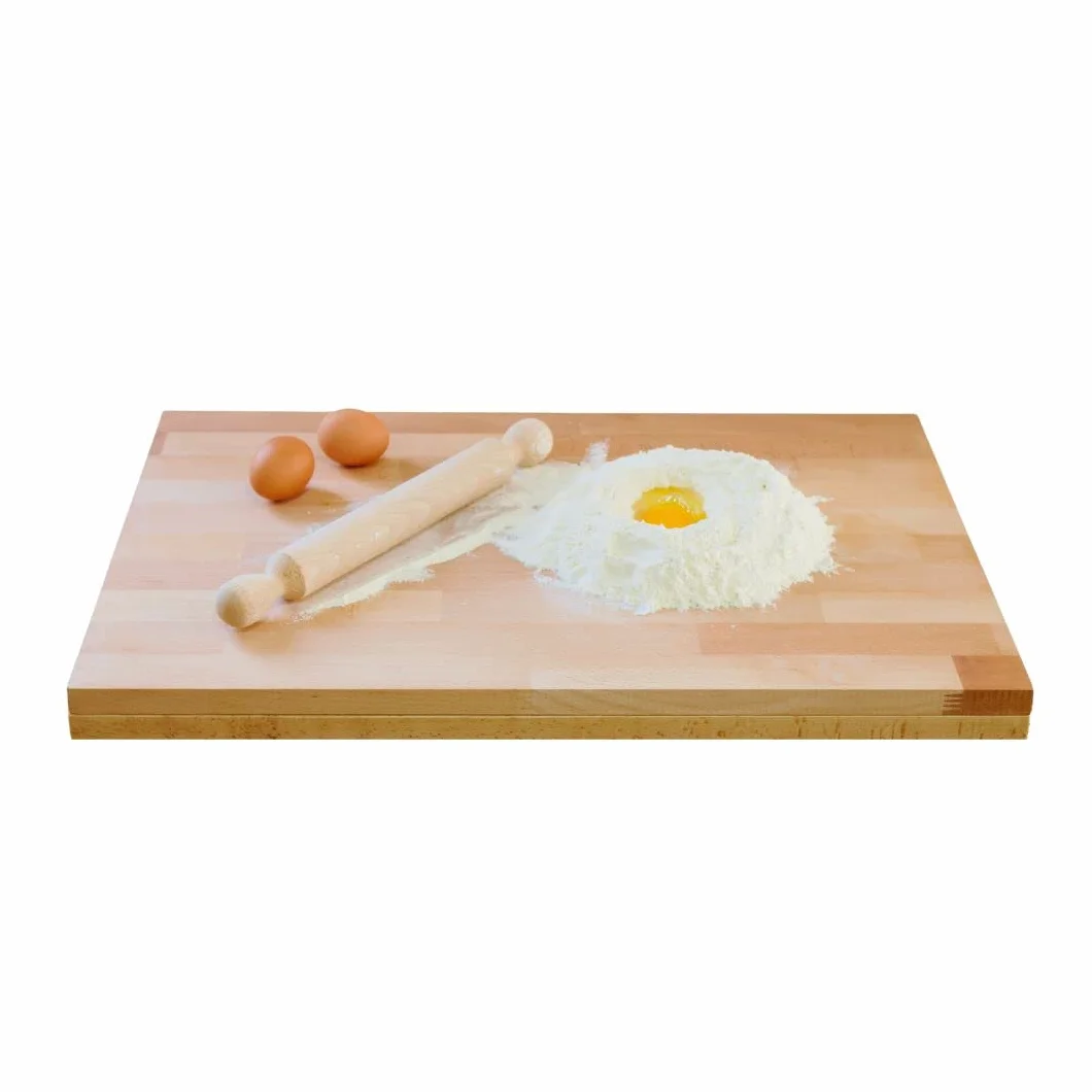 Tabla de pasta, rodillo incluido, 100% madera de haya, 60 x 40 x 1,9 cm, con escalón (2,2 cm)