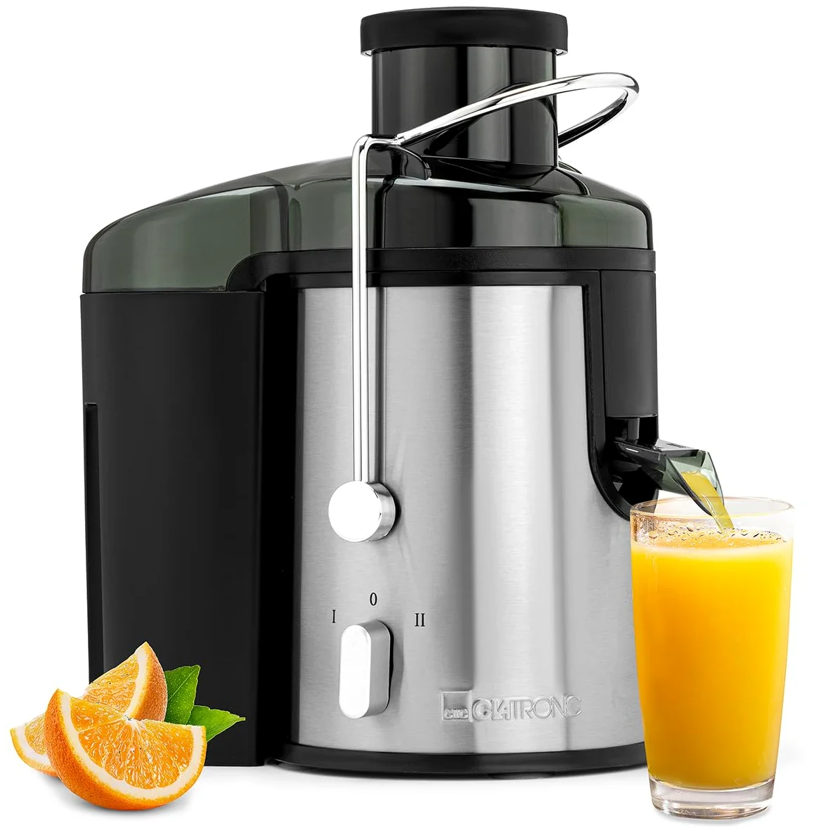 Clatronic AE 3666 - Licuadora para verduras y frutas, 2 velocidades, acero inoxidable, 400 W, color gris