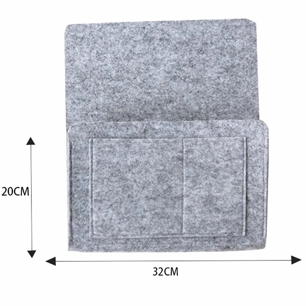 Organizador de almacenamiento para colgar en la mesita de noche de fieltro para colgar en el hogar, rieles de cama, sofá, literas (gris)