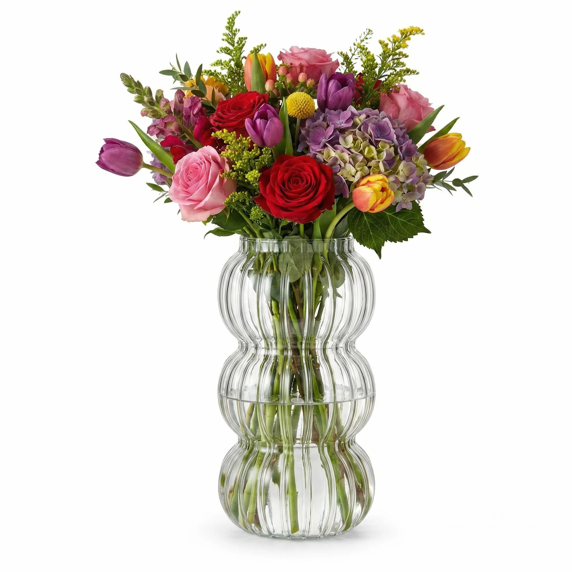 Nivofu Jarrones Decorativos Modernos de Cristal Florero Transparente Jarrón Diseño Minimalista, para Flores Centro de Mesa y Decoración de Salón (Altura: 17.3 cm)