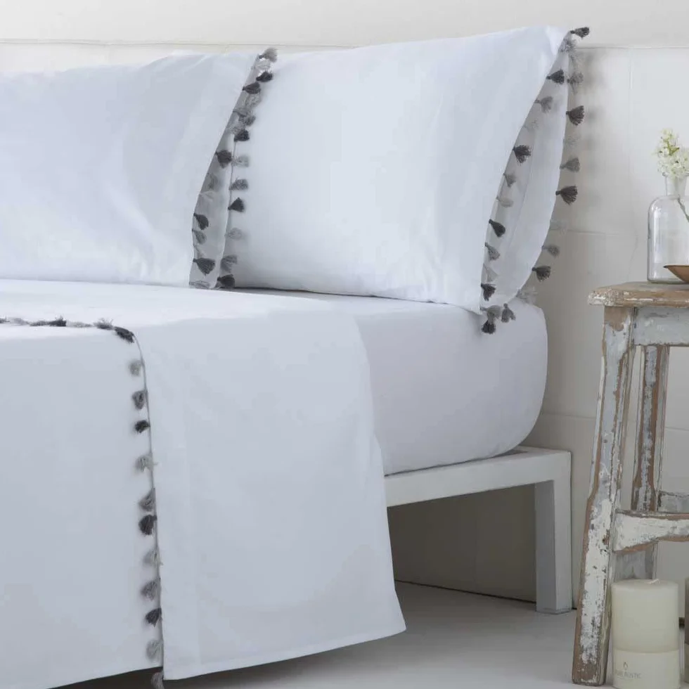 COTTON ARTean Juego sábanas Cama 180 Percal Algodón 200 Hilos EGA Blanco | Incluye 4 piezas: encimera, bajera ajustable, 2 fundas de almohada. Certificado OEKO-TEX