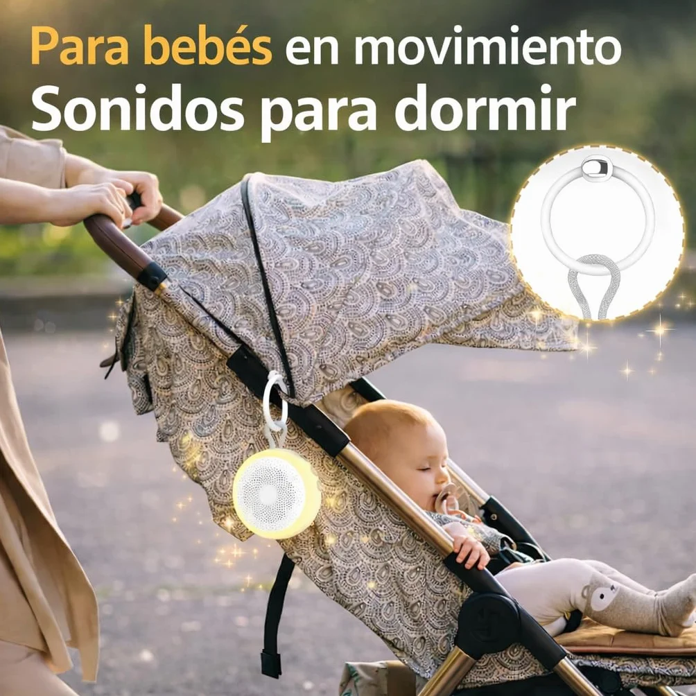 Máquina de Ruido Blanco para Bebé Portátil 21 Sonidos Luz Nocturna Terapia de Sonido Temporizador