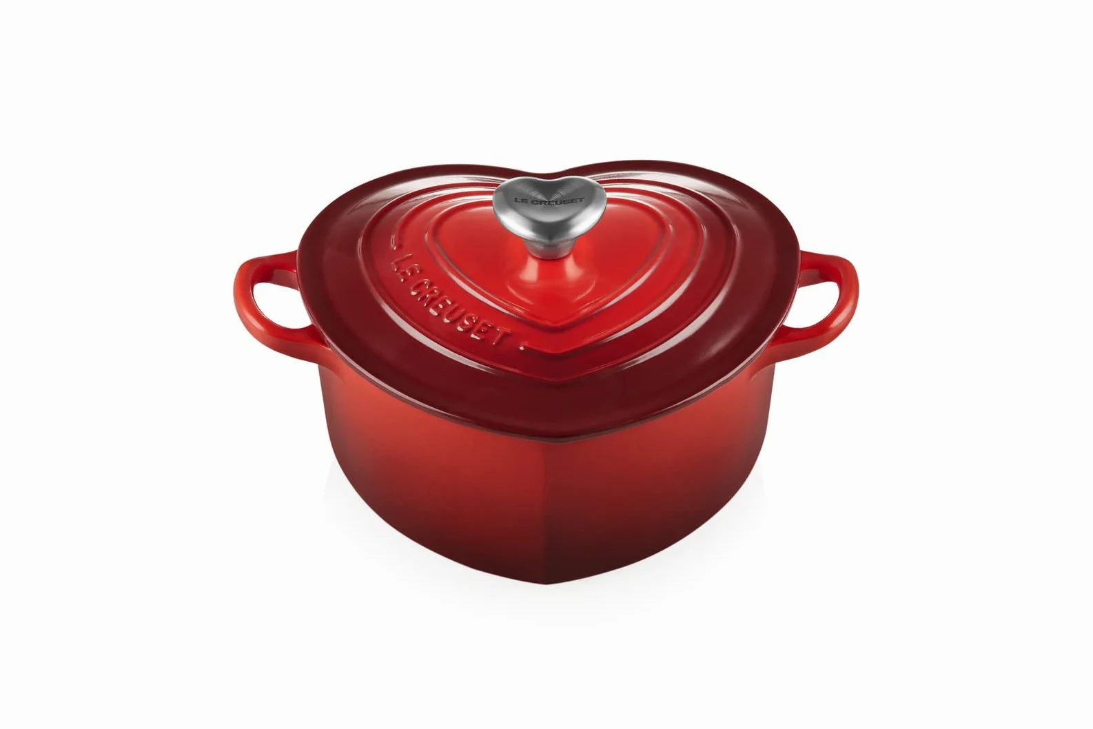 Le Creuset Cocotte corazón de hierro fundido con pomo en forma de corazón, 20 cm, Cereza, 21401200602455