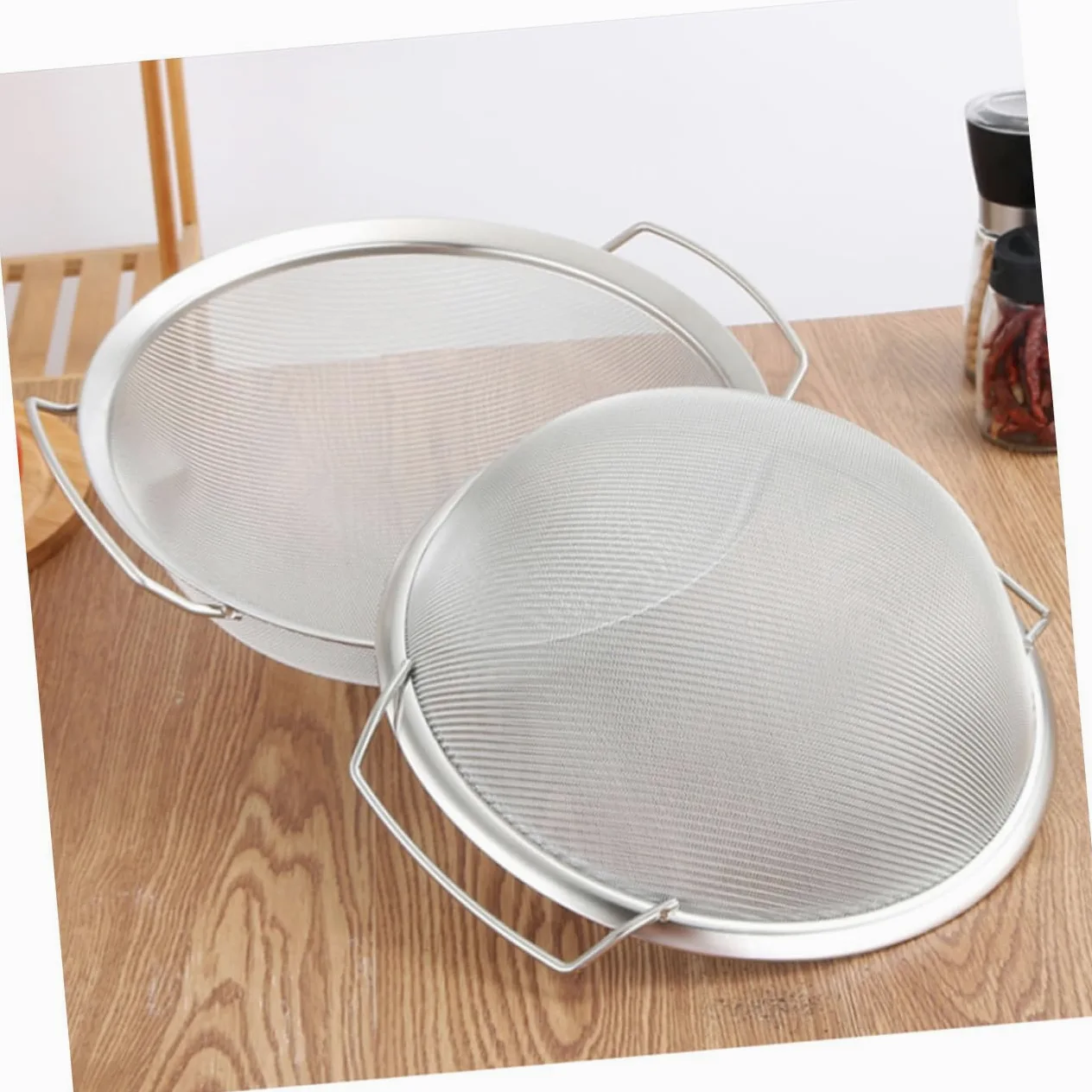 Colador Adecuado para Enjuagar y Escurrir Alimentos para Arroz y Verduras de Malla de Acero Inoxidable Cesta Resistente Doble Drenaje para Cocina y Hogar