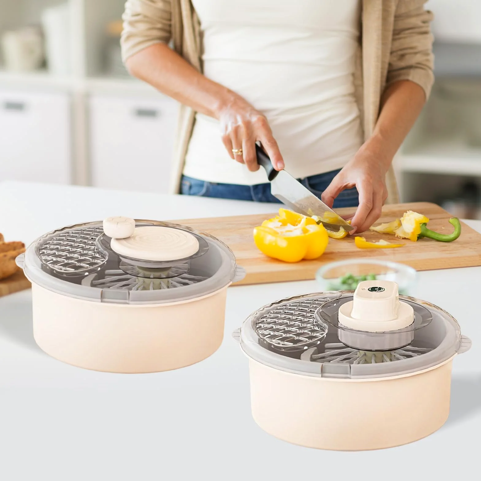 Centrifugador limpiador de frutas - Secador de cocina giratorio | eléctrica manual de frutas | Limpiador de alimentos eficiente para ensaladas, ensaladas, fresas, bayas y la preparación de
