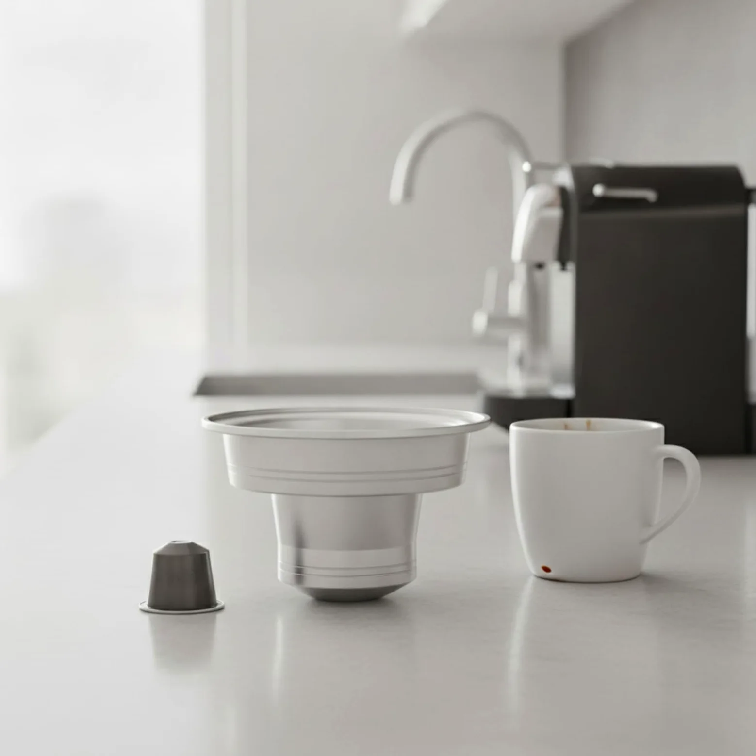 Colcolo Adaptador de Cápsulas de Café Preciso Adaptador para Máquina de Bebidas Inserto de Cafetera Accesorio de Espresso Compatible Acero Inoxidable Pulido