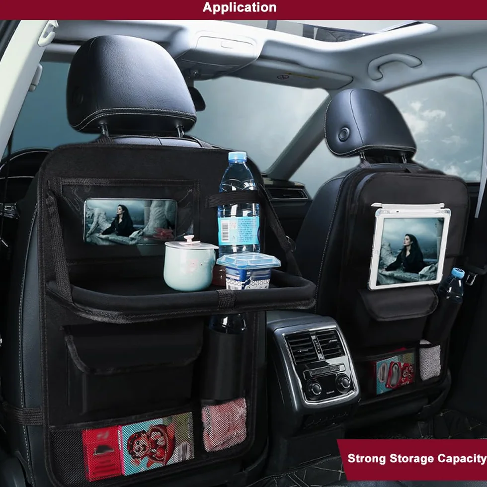 2Pcs Organizador De Asiento De Coche, Almacenamiento De Asiento De Automóvil Con Soporte De Mesa De Comedor Plegable, Organizador Para Coche Para Juguetes, Aperitivos, Artículos Básicos De Viaje, Etc
