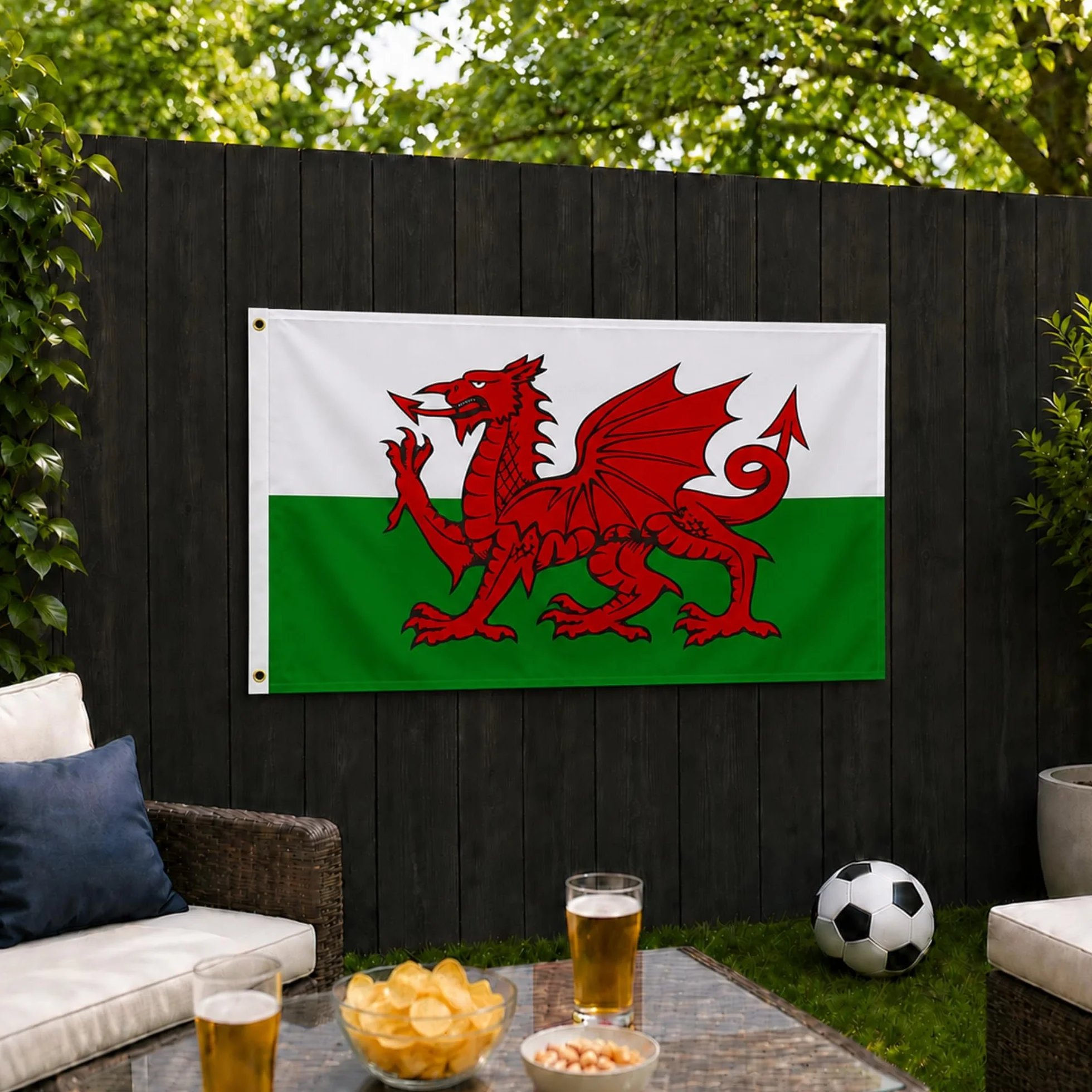 SHATCHI Grande bandera de Gales dragón galés Cymru 3x2 pies poliéster ojales latón
