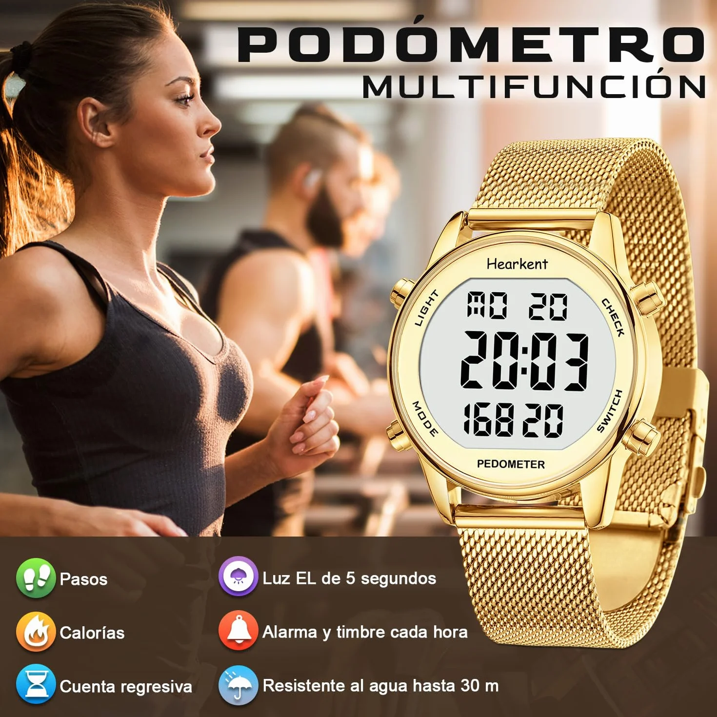 Reloj con podómetro para Caminar, rastreador de Pasos para Mujer con Contador de calorías, Reloj Deportivo Digital Resistente al Agua hasta 30 m, sin Necesidad de Cargar ni de Usar una aplicación