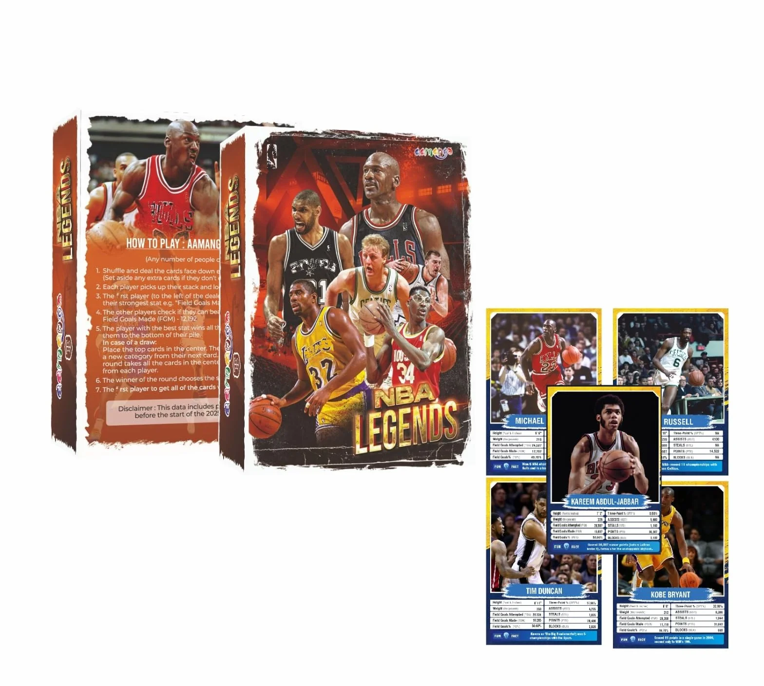 Aamango NBA Trump Cards Leyendas de la NBA Edición de Jugadores Retirados Michael Jordan Kobe Bryant Magic Johnson Coleccionable de baloncesto