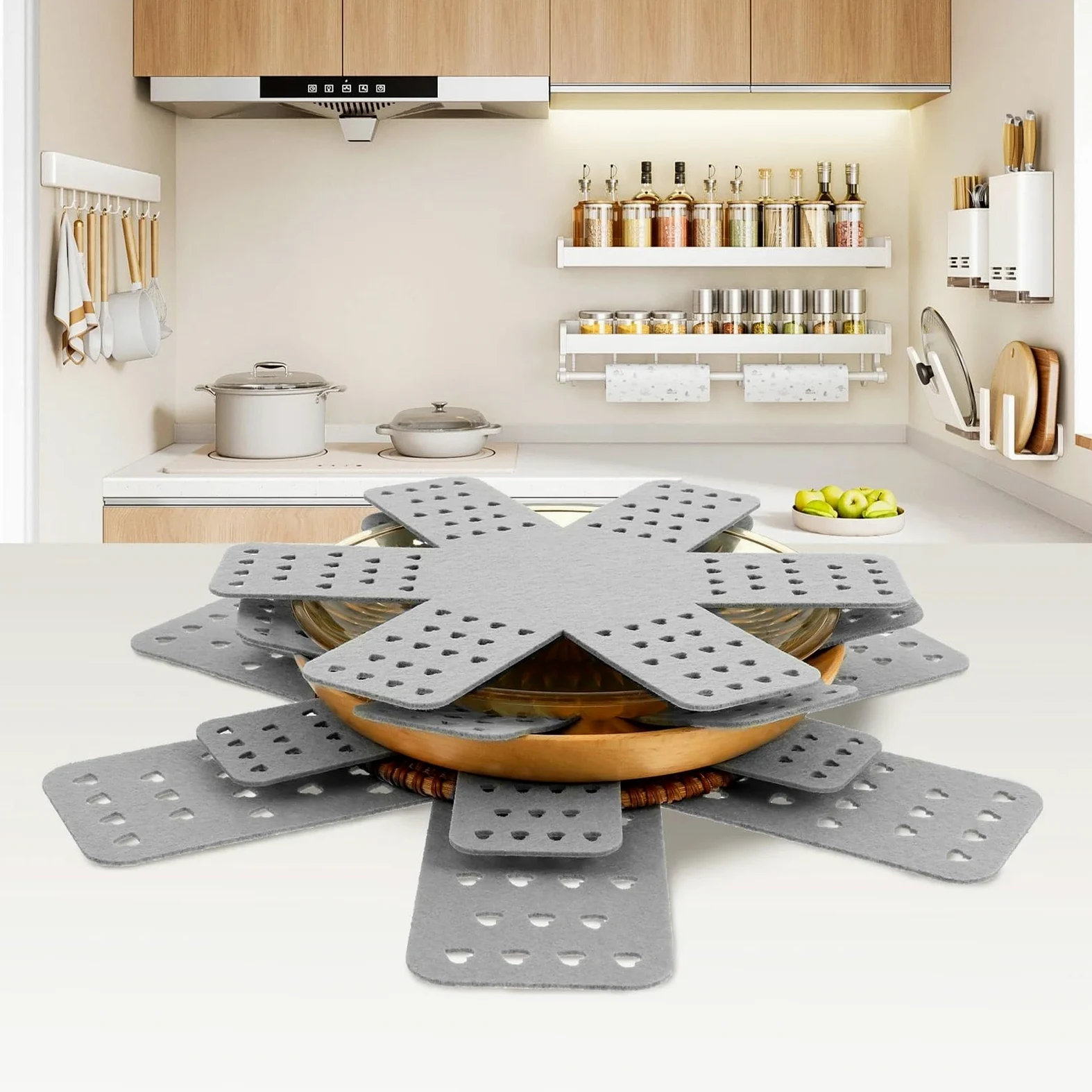 Protector de ollas y sartenes 20 Piezas, Reutilizable Separador, Utensilios Cocina 4 tamaños Diferentes for apilar para la Cocina