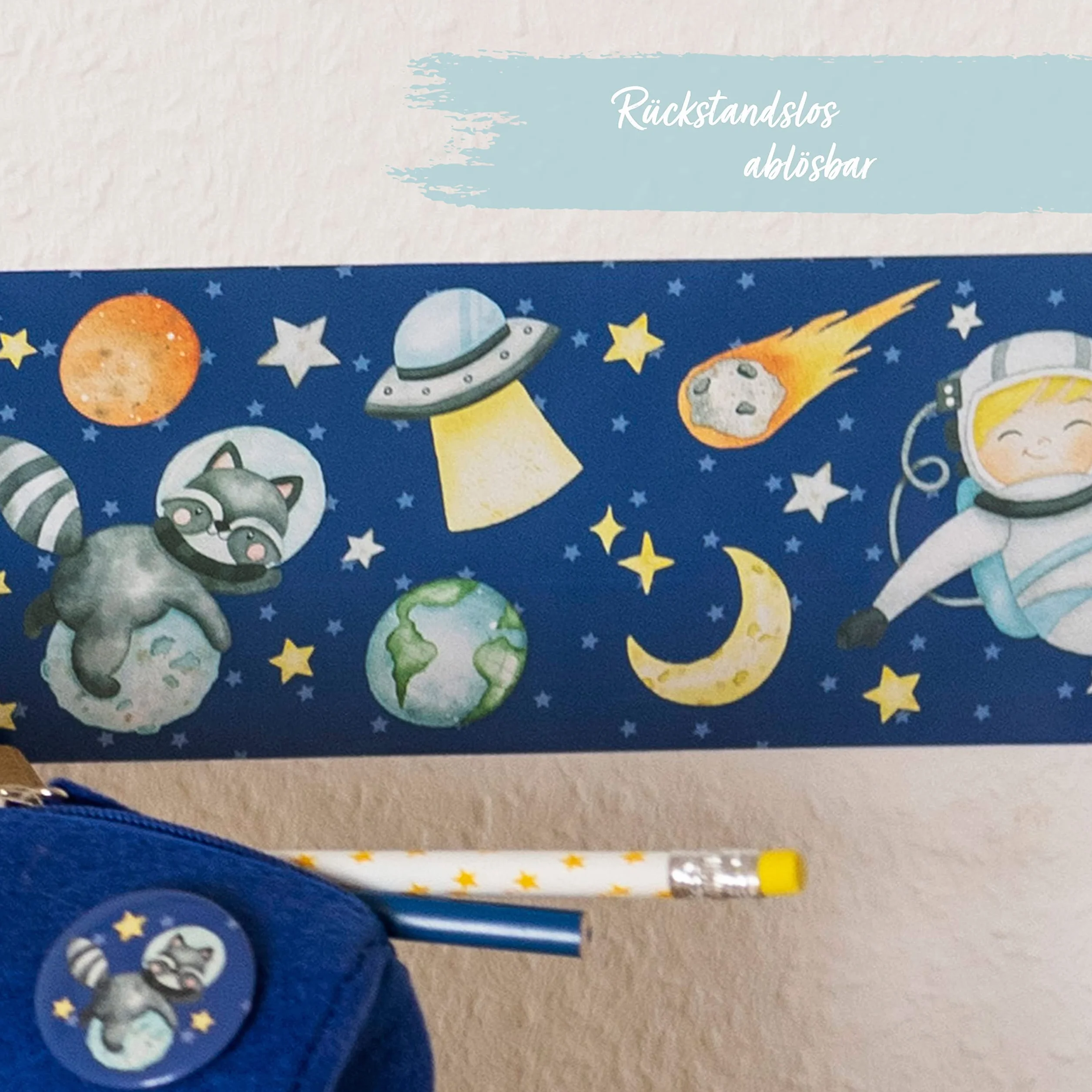 Papierdrachen Frontera Infantil Astronauta | Frontera Habitación Infantil | Papel Pintado para Niños | Embellecer Paredes y Habitaciones Temáticas | Decoración de Paredes para Niños y Niñas - Set 5
