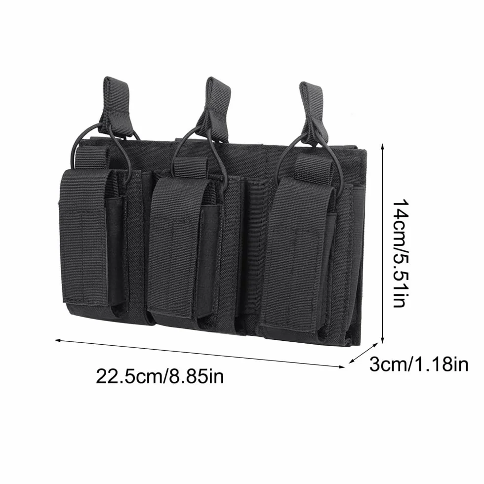 Bolsa para Cargador Molle, Bolsa Triple con Apertura Superior, Bolsa Táctica para Cargador de Pistola 5,56 mm