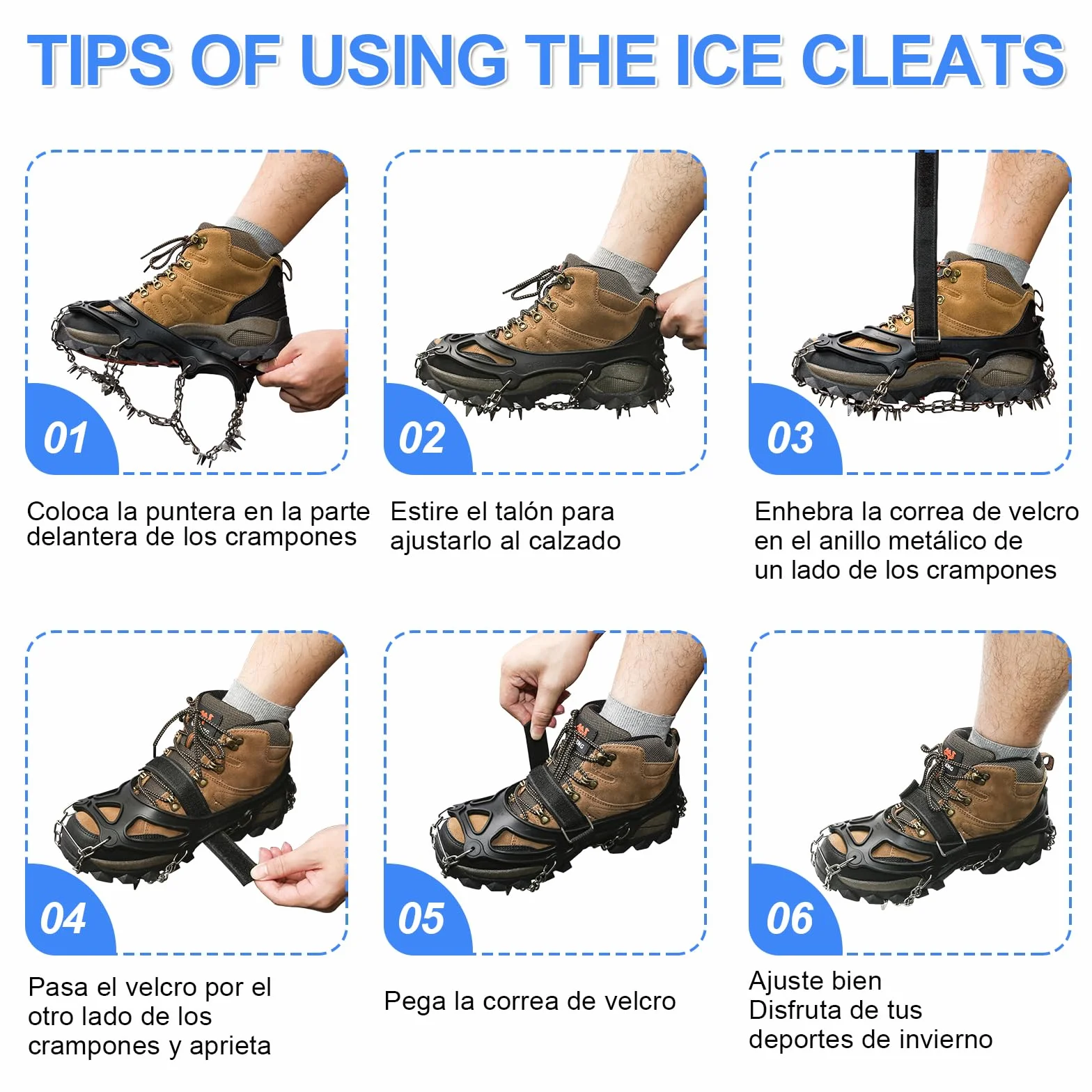 HONYAO Crampones Nieve Hielo Zapatos Ligeros Trail Running Antideslizante Excursiones Pesca Caminata Alpinismo